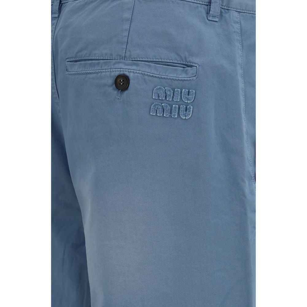 Miu Miu Blaue Baumwoll-Freizeithose-3