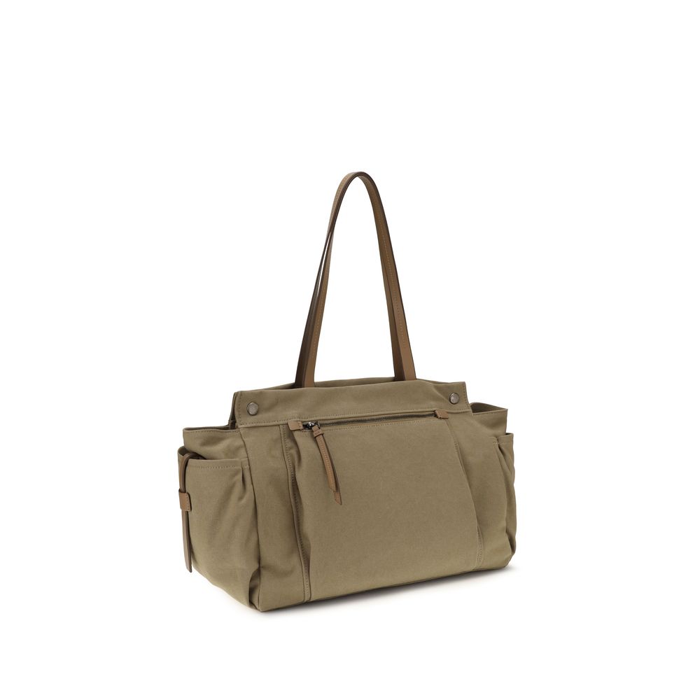 Prada Zweifarbige Schultertasche aus Baumwolle-3