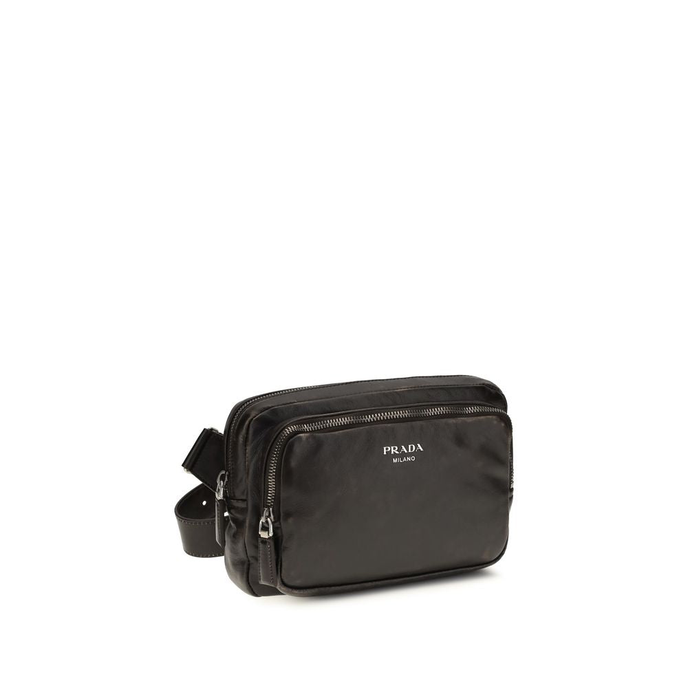 Prada Braune Kalbsleder Bos Taurus Schultertasche-2
