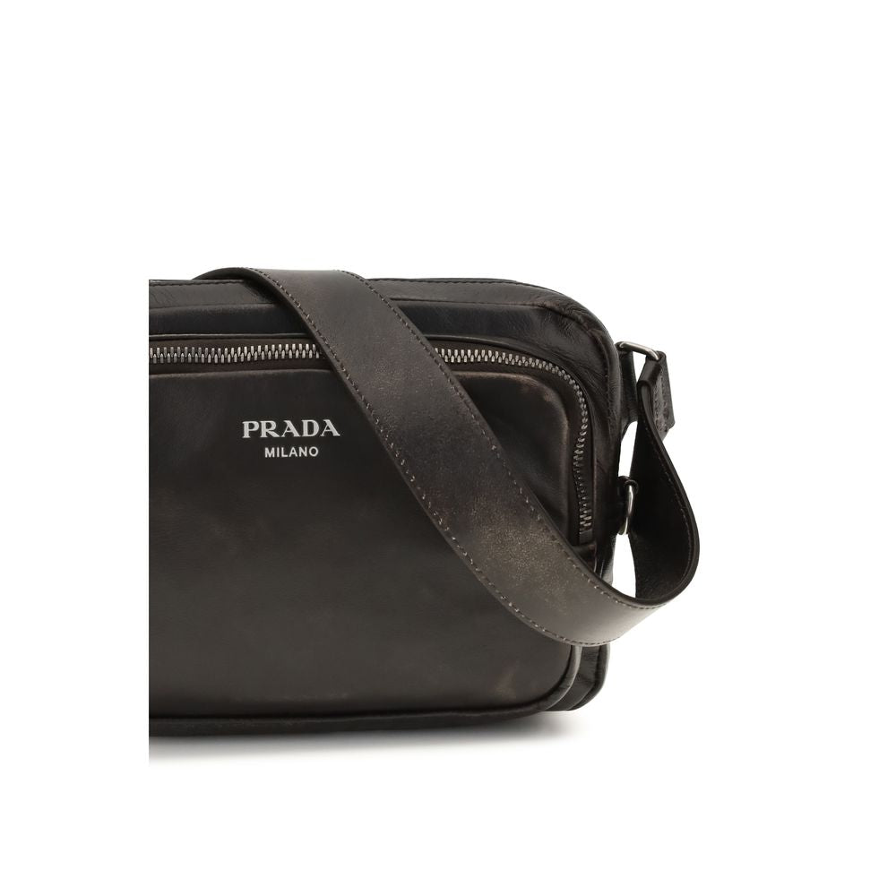 Prada Braune Kalbsleder Bos Taurus Schultertasche-4
