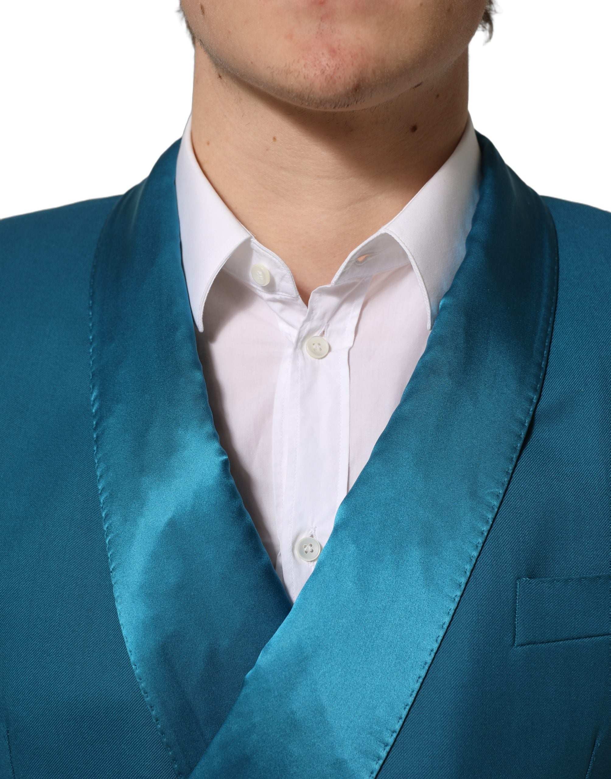 Dolce & Gabbana Dunkelblauer Woll-Blazer im Zweireiher-Schnitt-2