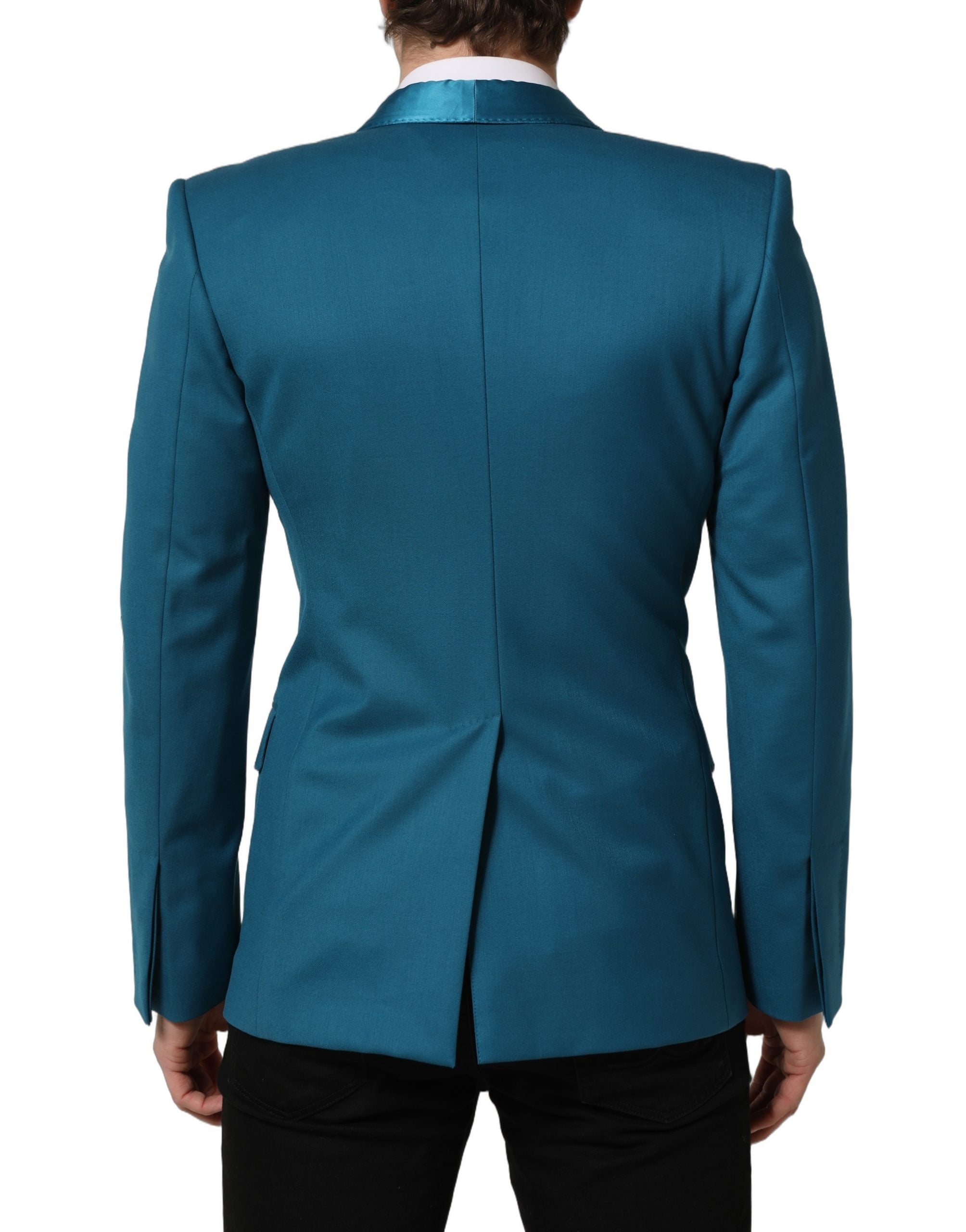 Dolce & Gabbana Dunkelblauer Woll-Blazer im Zweireiher-Schnitt-3