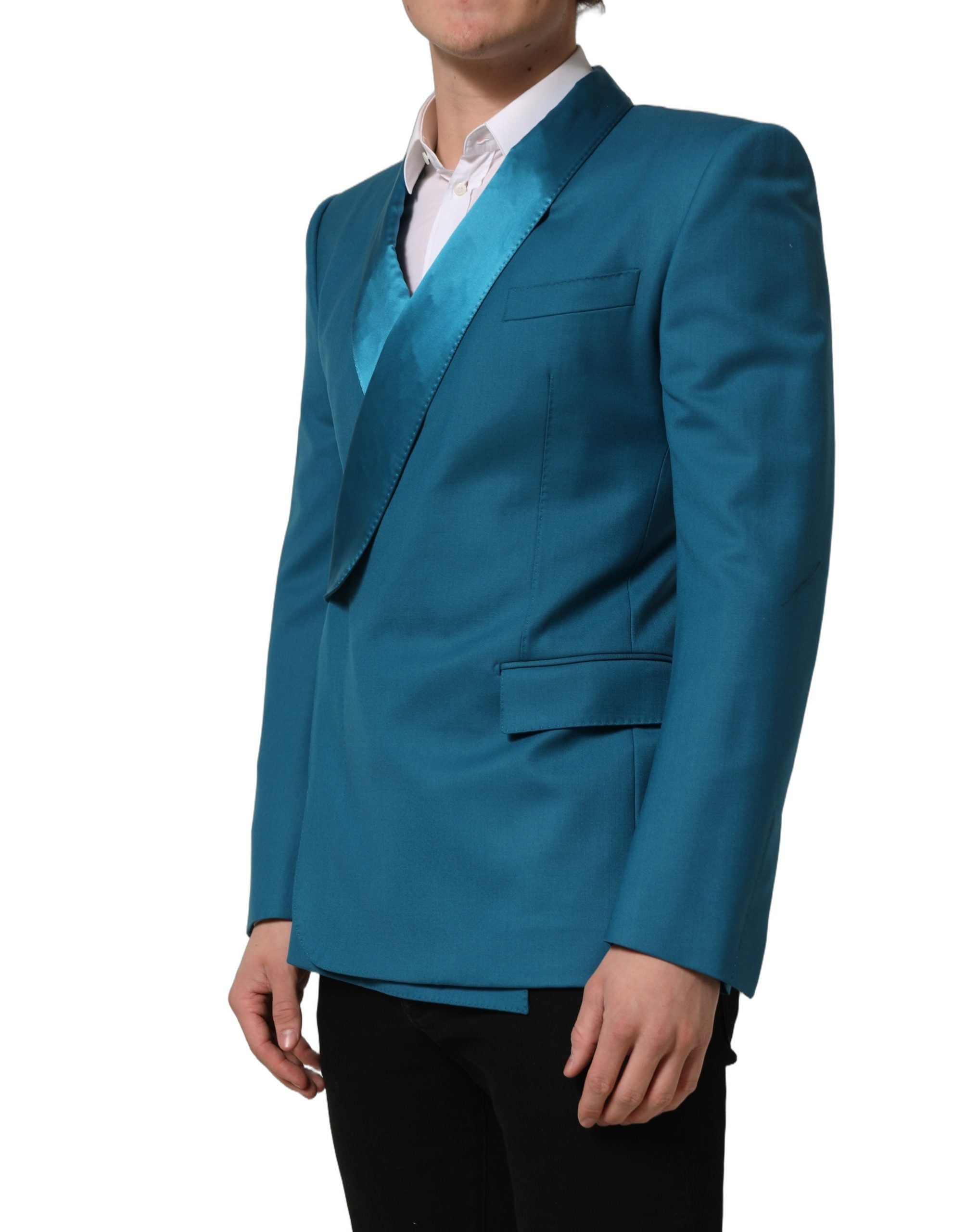 Dolce & Gabbana Dunkelblauer Woll-Blazer im Zweireiher-Schnitt-6