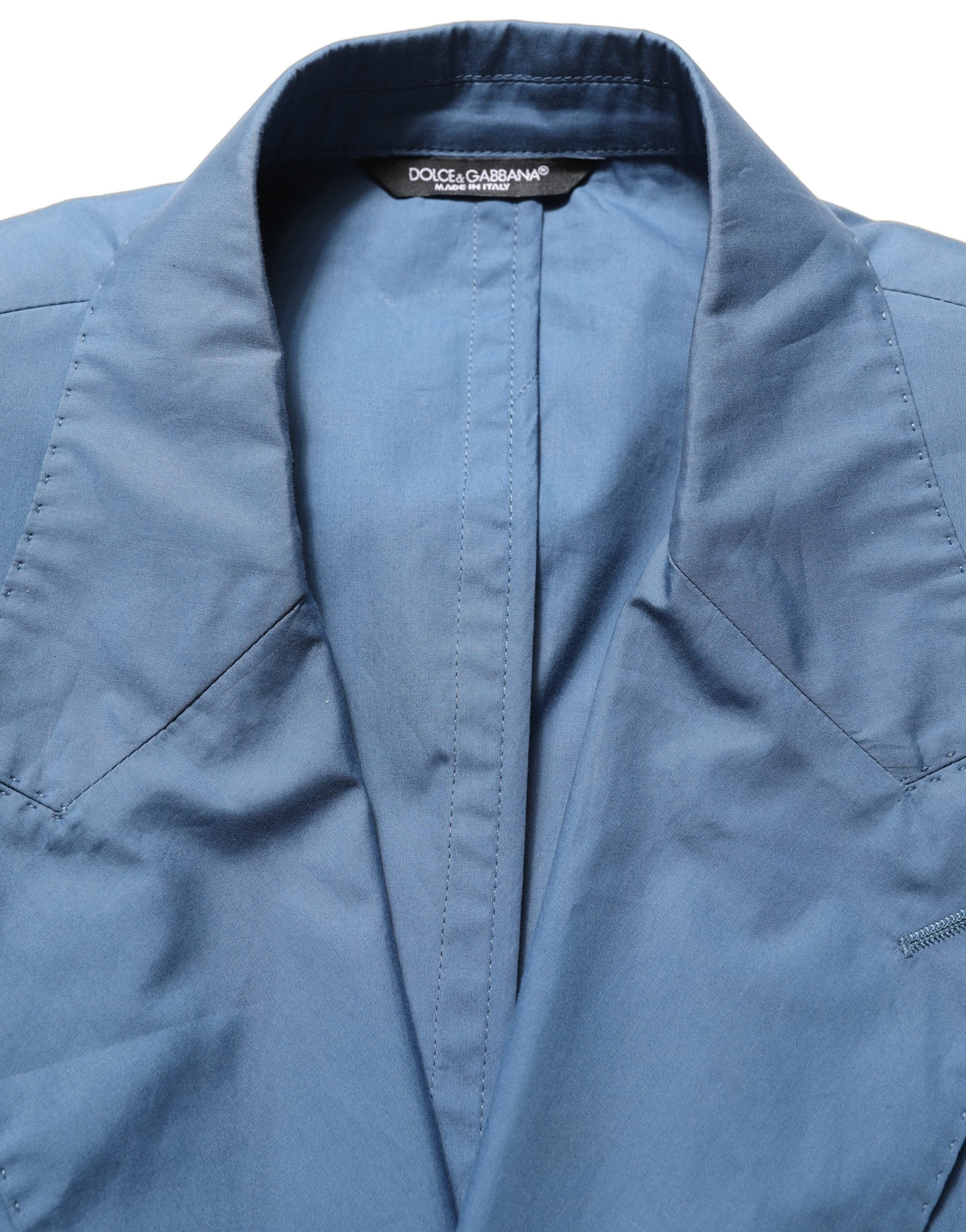 Dolce & Gabbana Blauer Baumwoll-Zweireiher Herrenmantel Blazer-1
