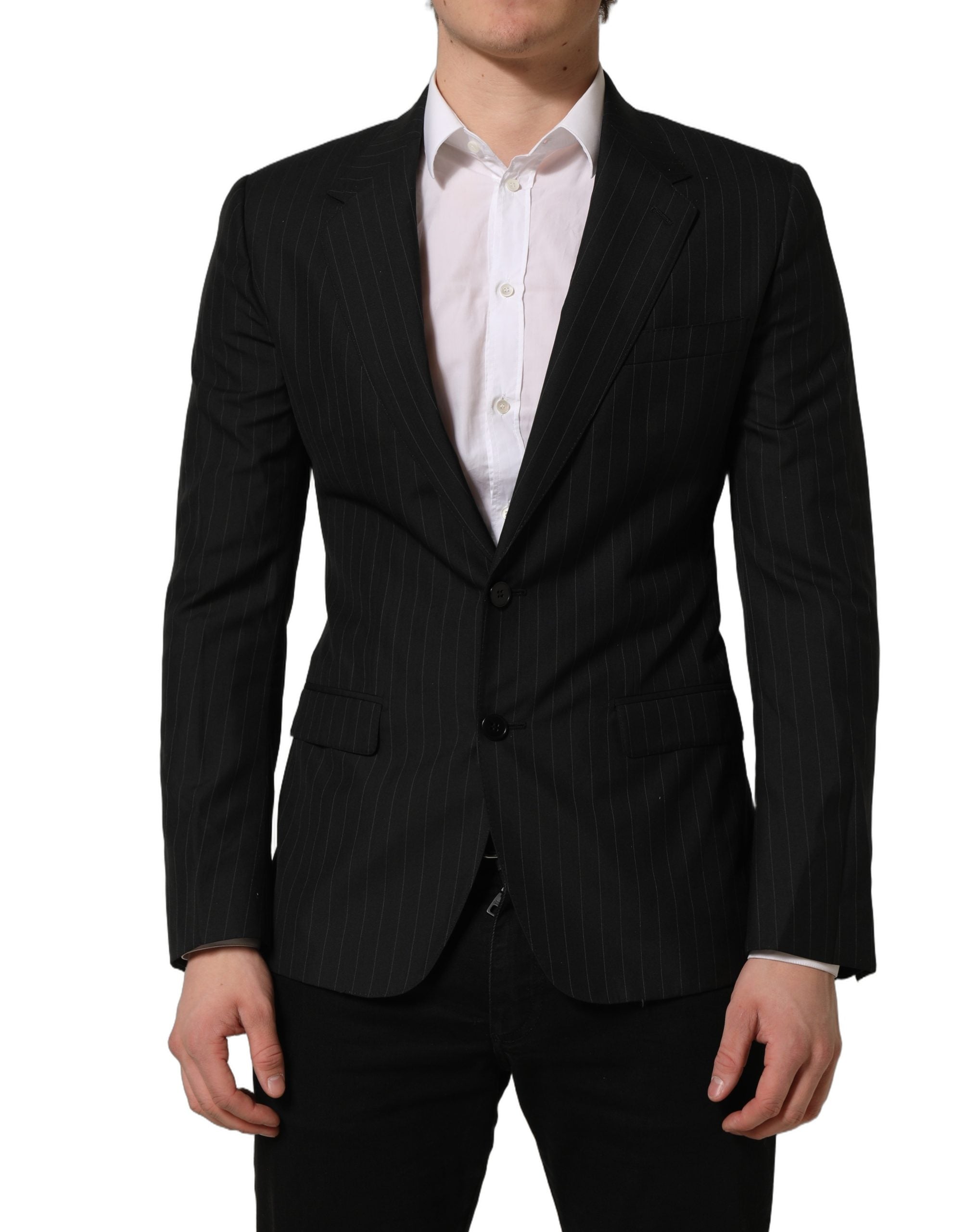 Dolce & Gabbana Sakko aus Wolle mit schwarzem Streifenmuster, einreihig-2
