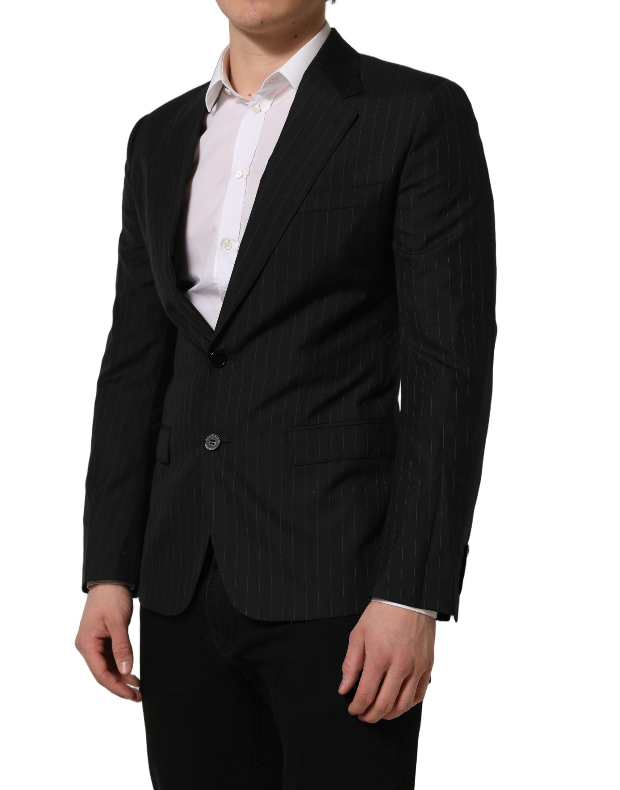 Dolce & Gabbana Sakko aus Wolle mit schwarzem Streifenmuster, einreihig-4