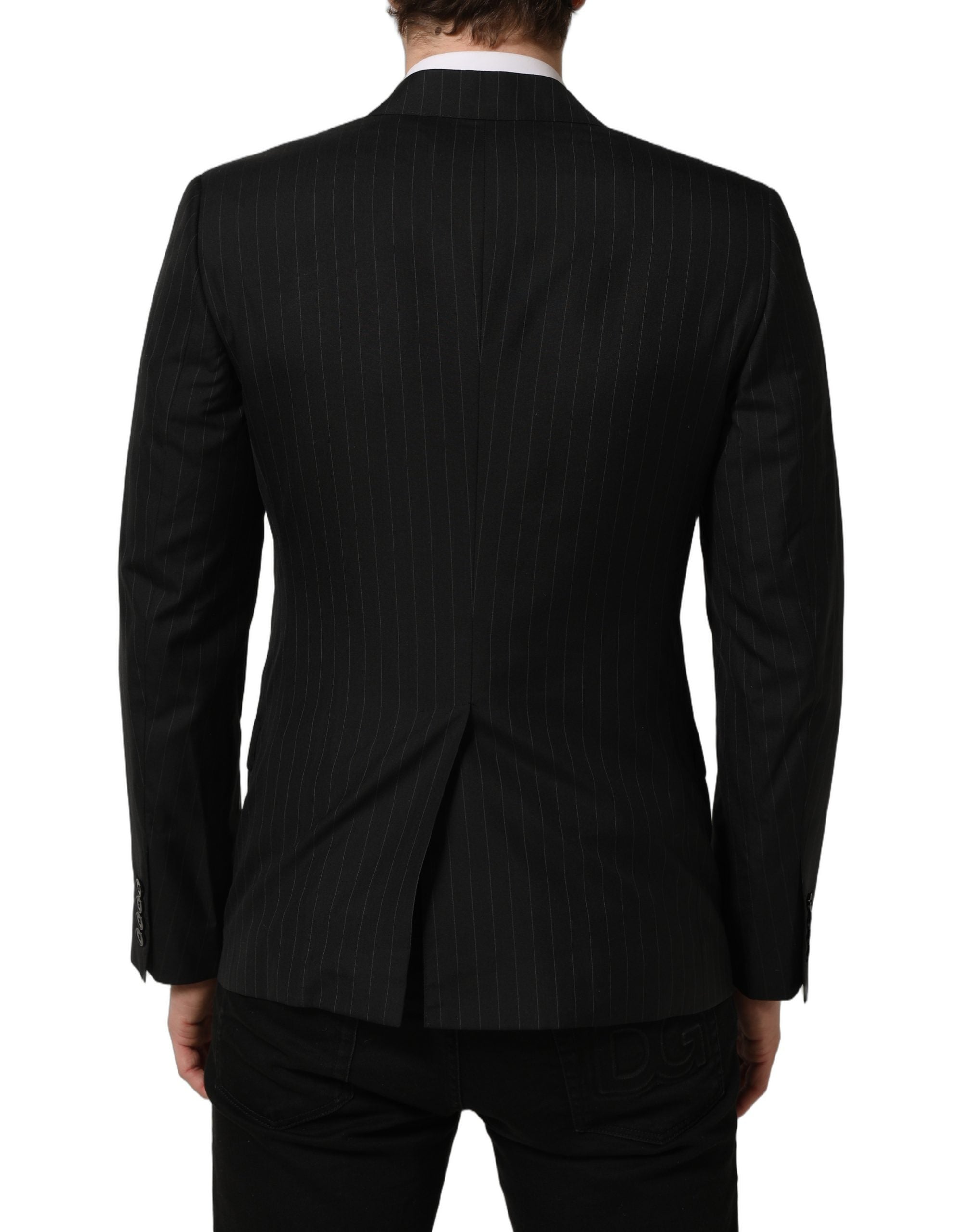 Dolce & Gabbana Sakko aus Wolle mit schwarzem Streifenmuster, einreihig-5