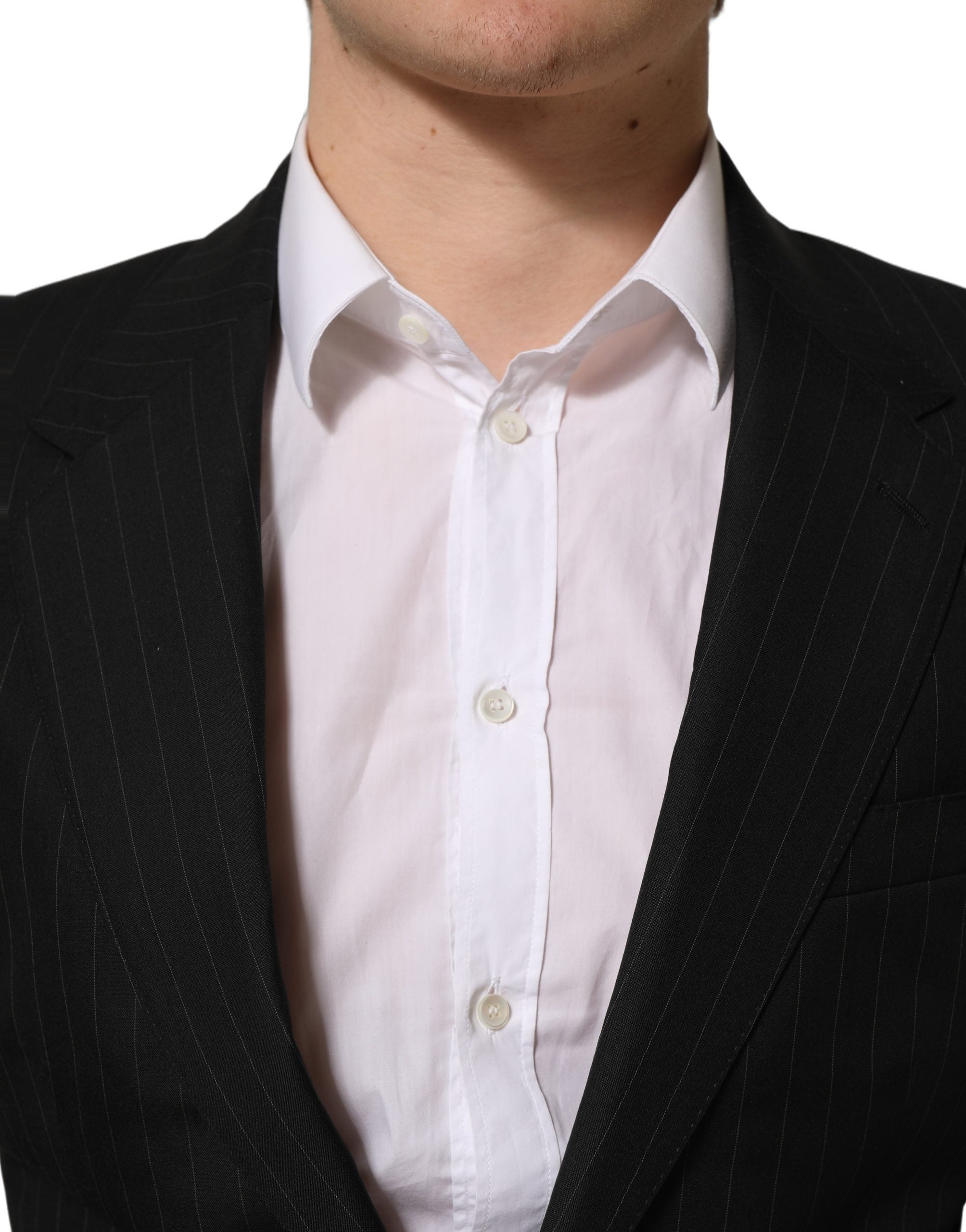 Dolce & Gabbana Sakko aus Wolle mit schwarzem Streifenmuster, einreihig-6