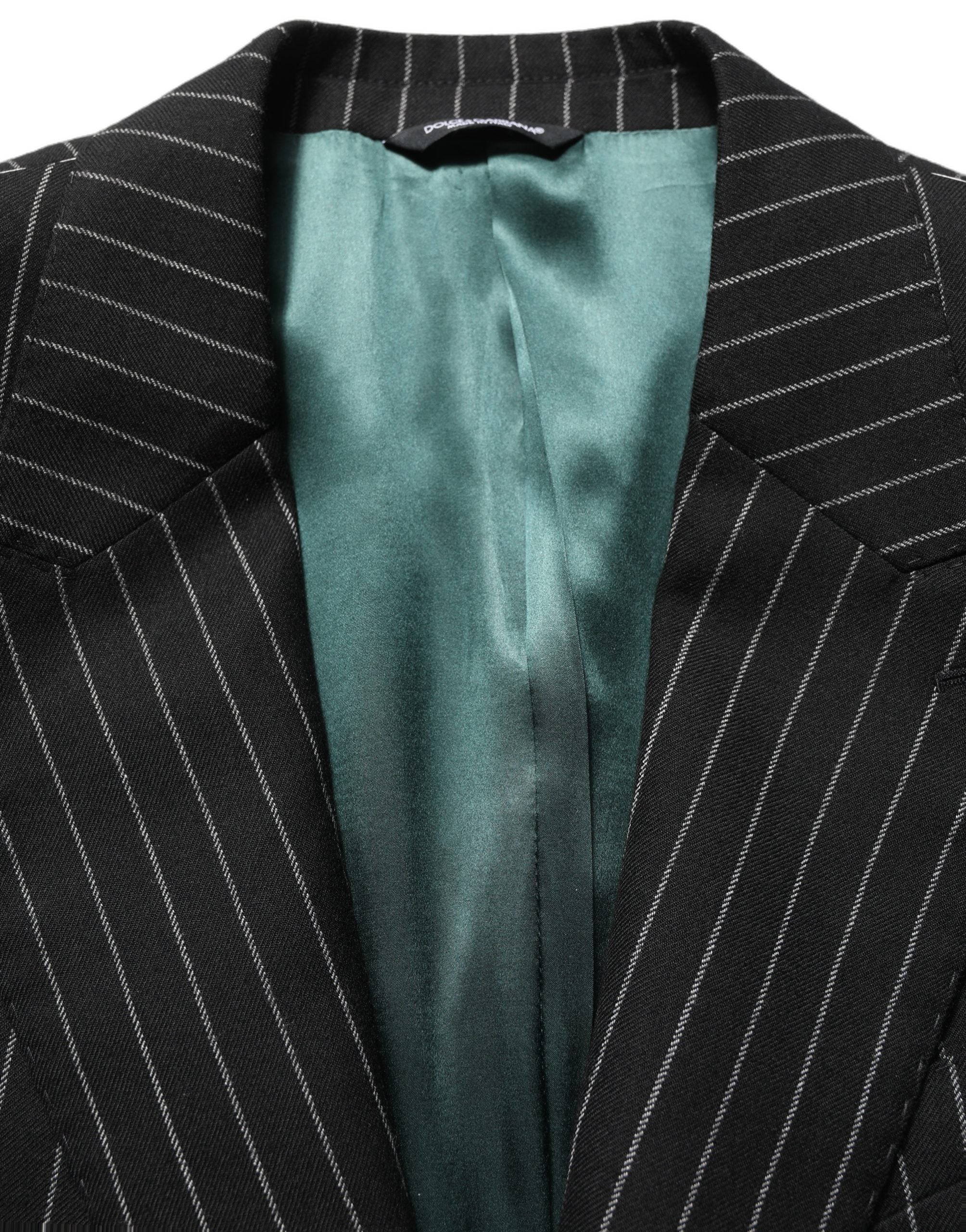 Dolce & Gabbana Schwarzer Woll-Sakko mit Nadelstreifen, Einreiher-1