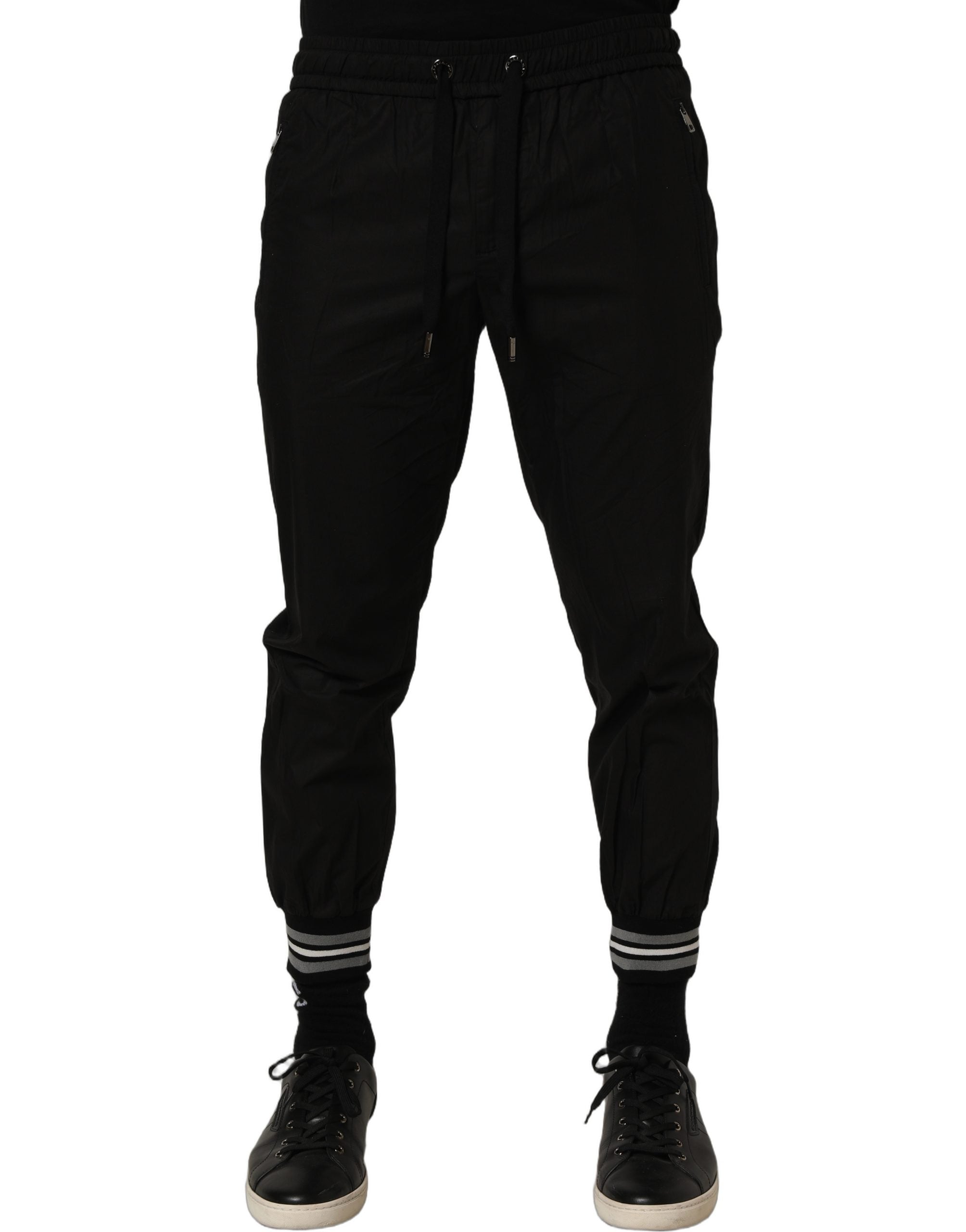 Dolce & Gabbana Schwarze Baumwoll-Jogger-Sweatpants mit mittlerer Taille-2