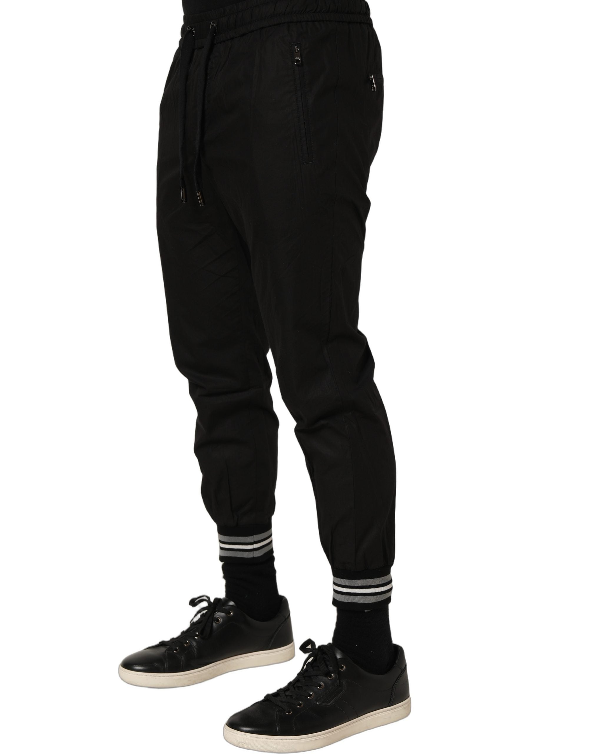 Dolce & Gabbana Schwarze Baumwoll-Jogger-Sweatpants mit mittlerer Taille-4
