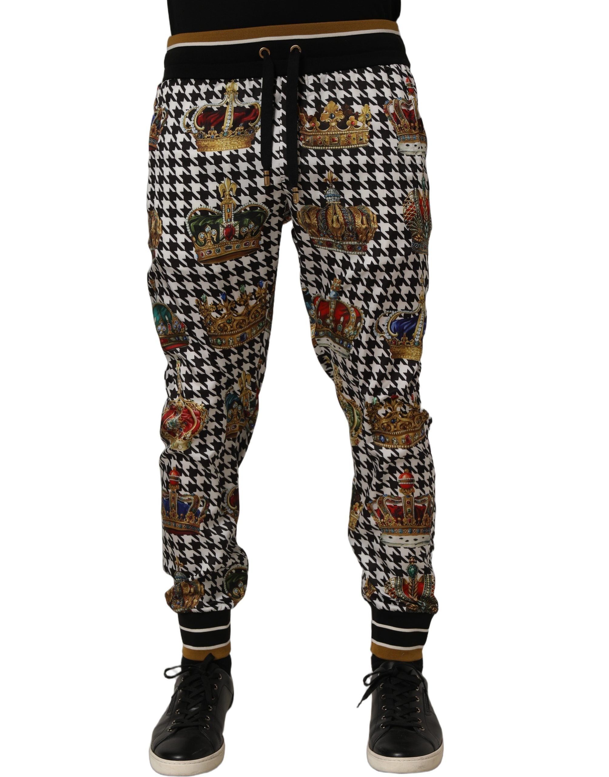 Dolce & Gabbana Multicolor Hahnentritt Krone Männer Sweatpants Hosen-3