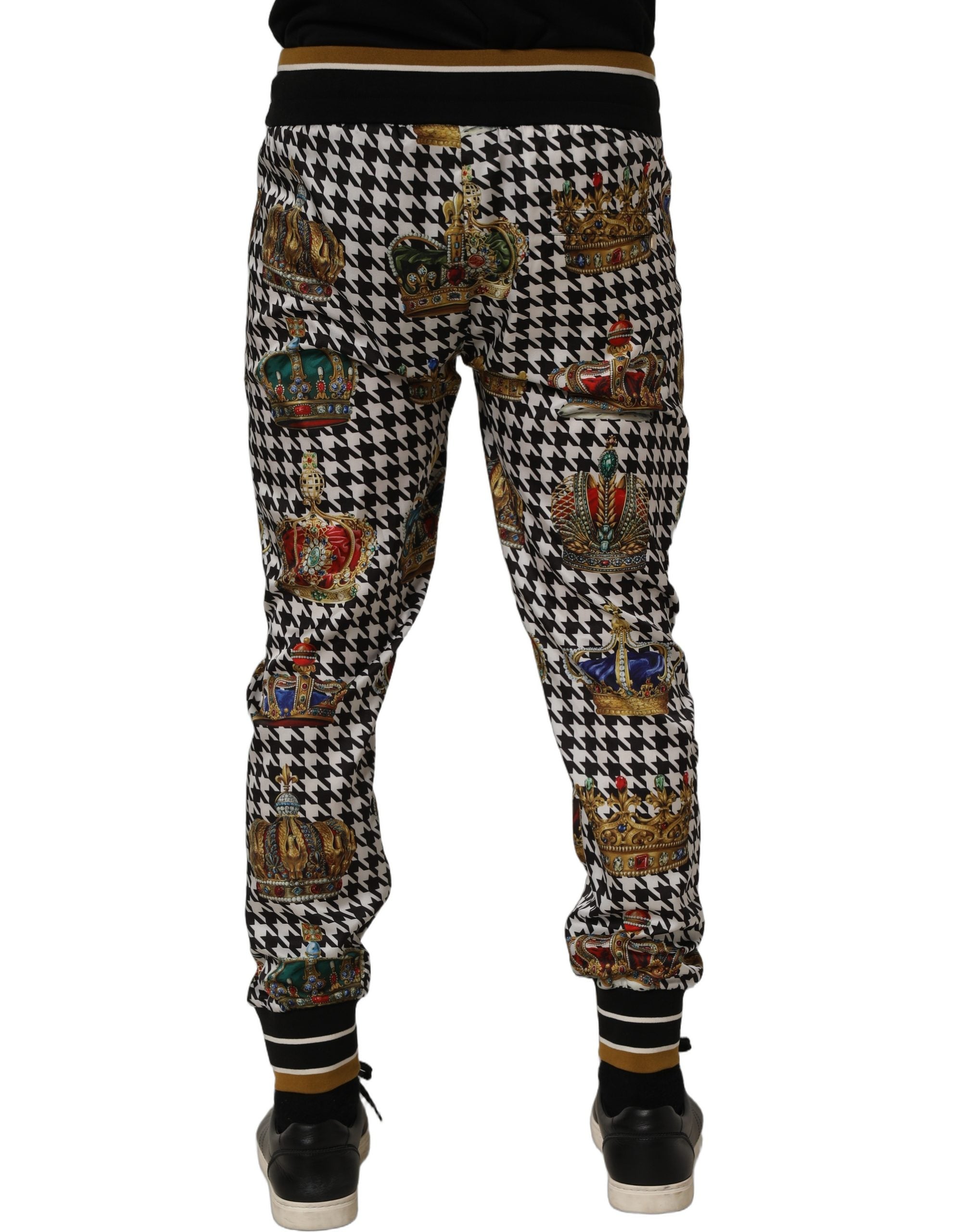 Dolce & Gabbana Multicolor Hahnentritt Krone Männer Sweatpants Hosen-5