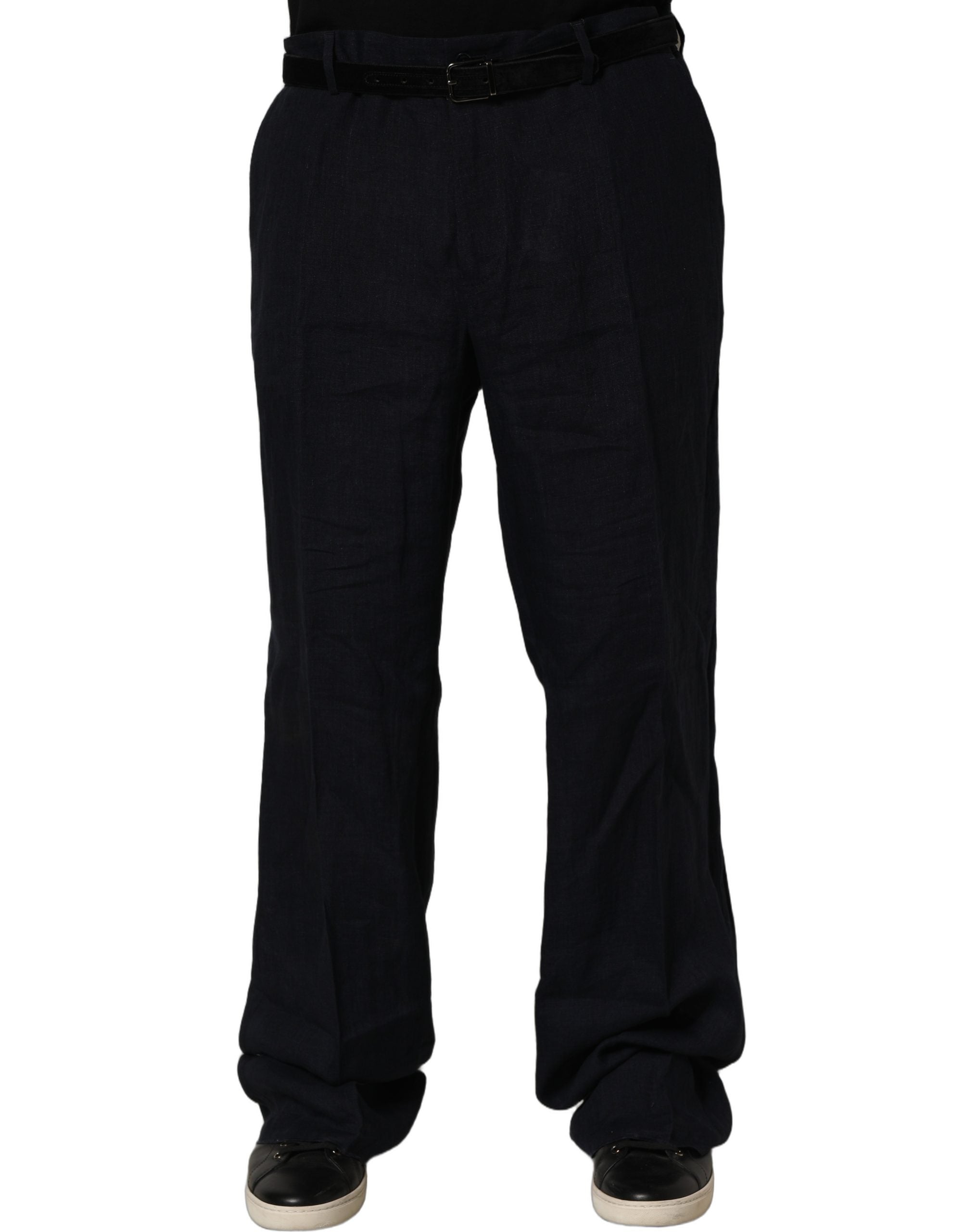 Dolce & Gabbana Schwarze Leinenhose mit geradem Bein-2