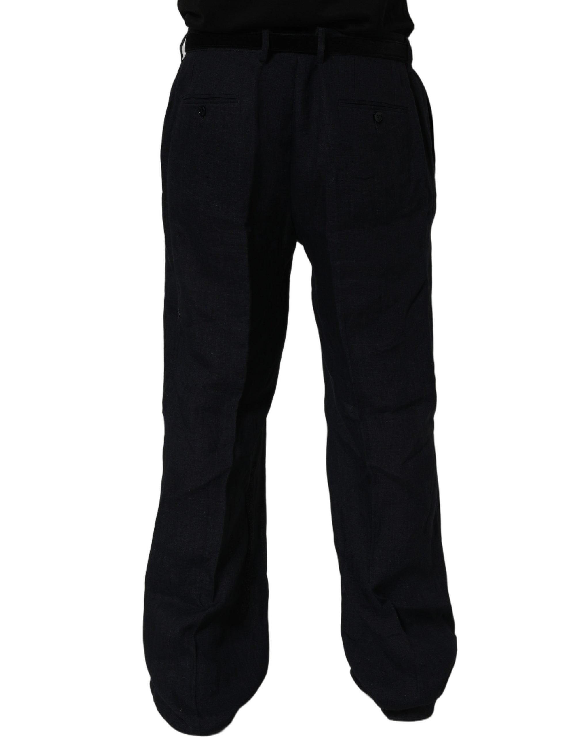 Dolce & Gabbana Schwarze Leinenhose mit geradem Bein-5