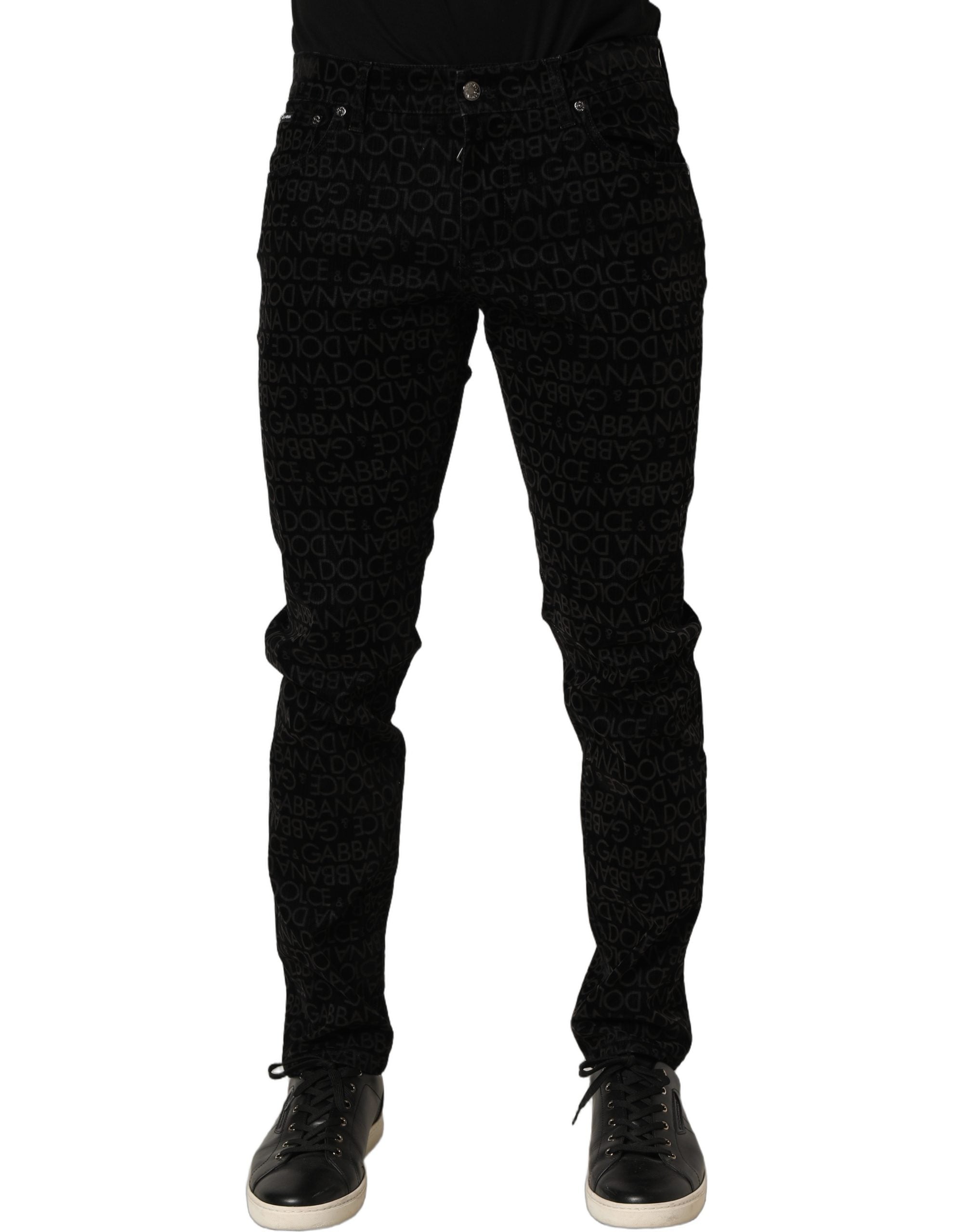 Dolce & Gabbana Schwarze Slim Fit Jeans aus Baumwolle mit Logo-Monogramm-2