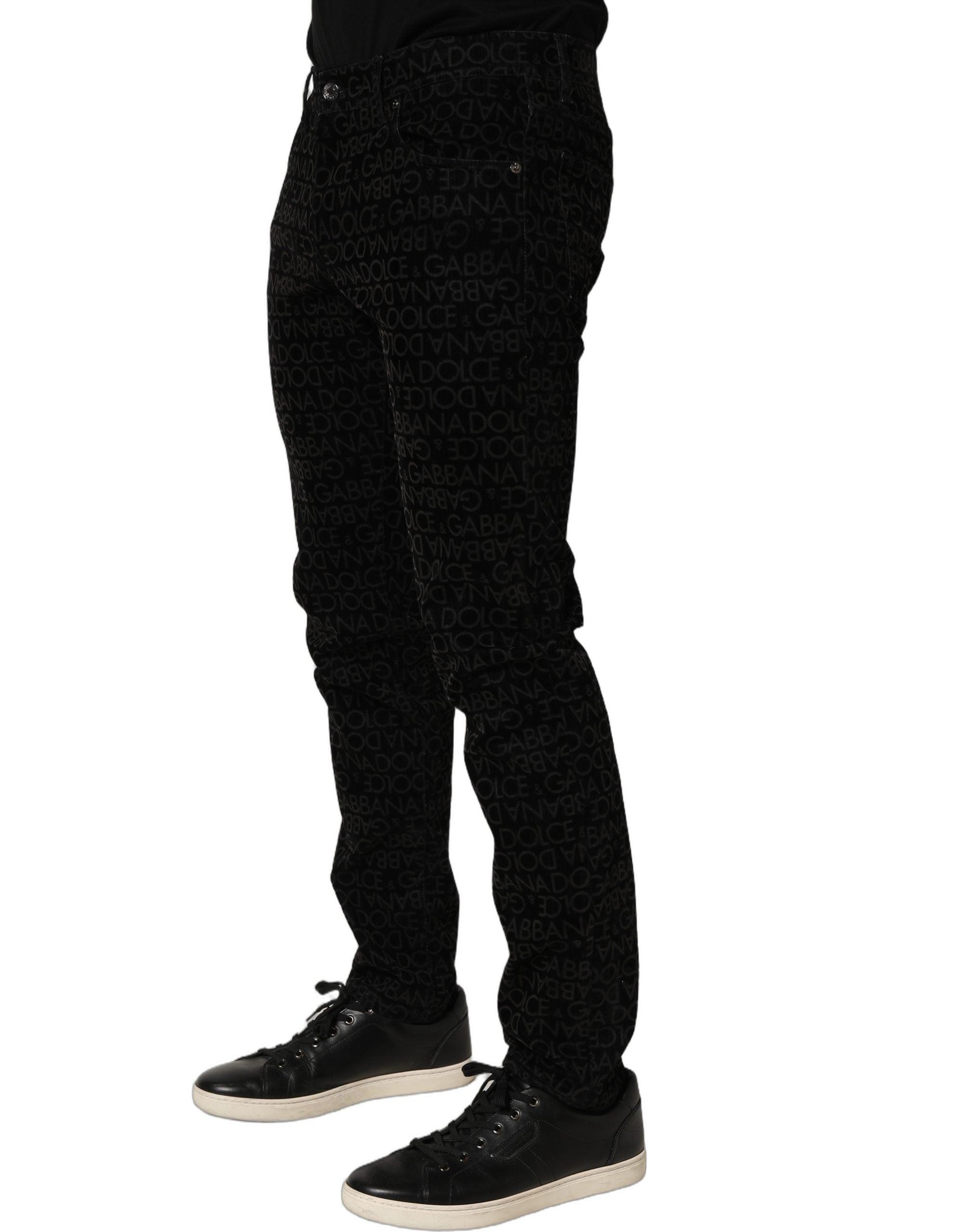 Dolce & Gabbana Schwarze Slim Fit Jeans aus Baumwolle mit Logo-Monogramm-4