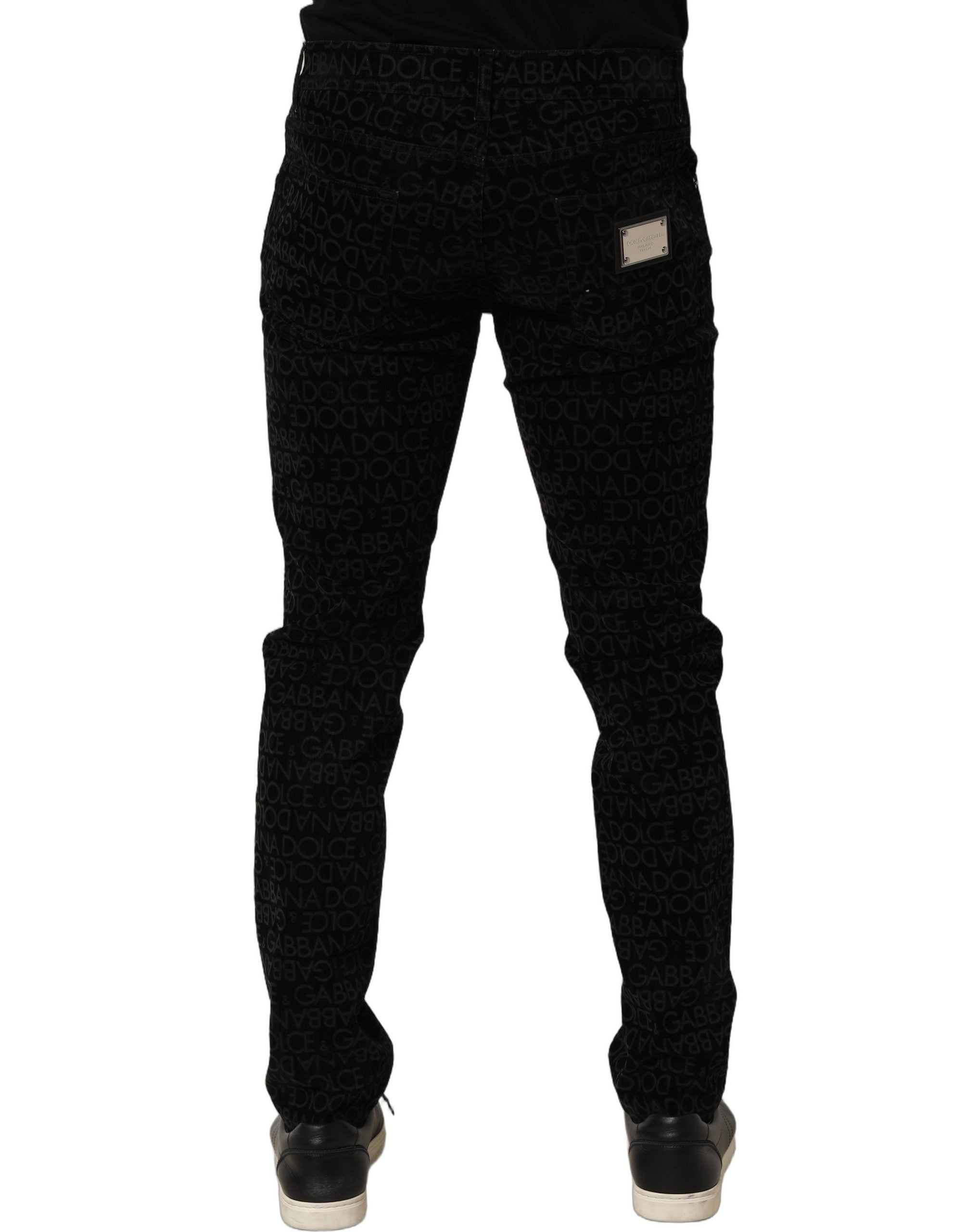 Dolce & Gabbana Schwarze Slim Fit Jeans aus Baumwolle mit Logo-Monogramm-5