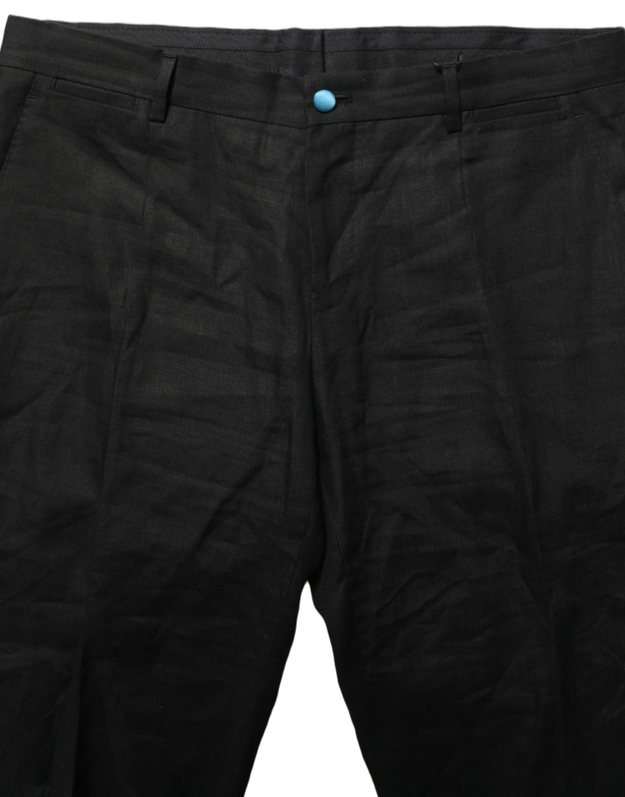 Dolce & Gabbana Schwarze Skinny-Fit Anzughose aus Leinen