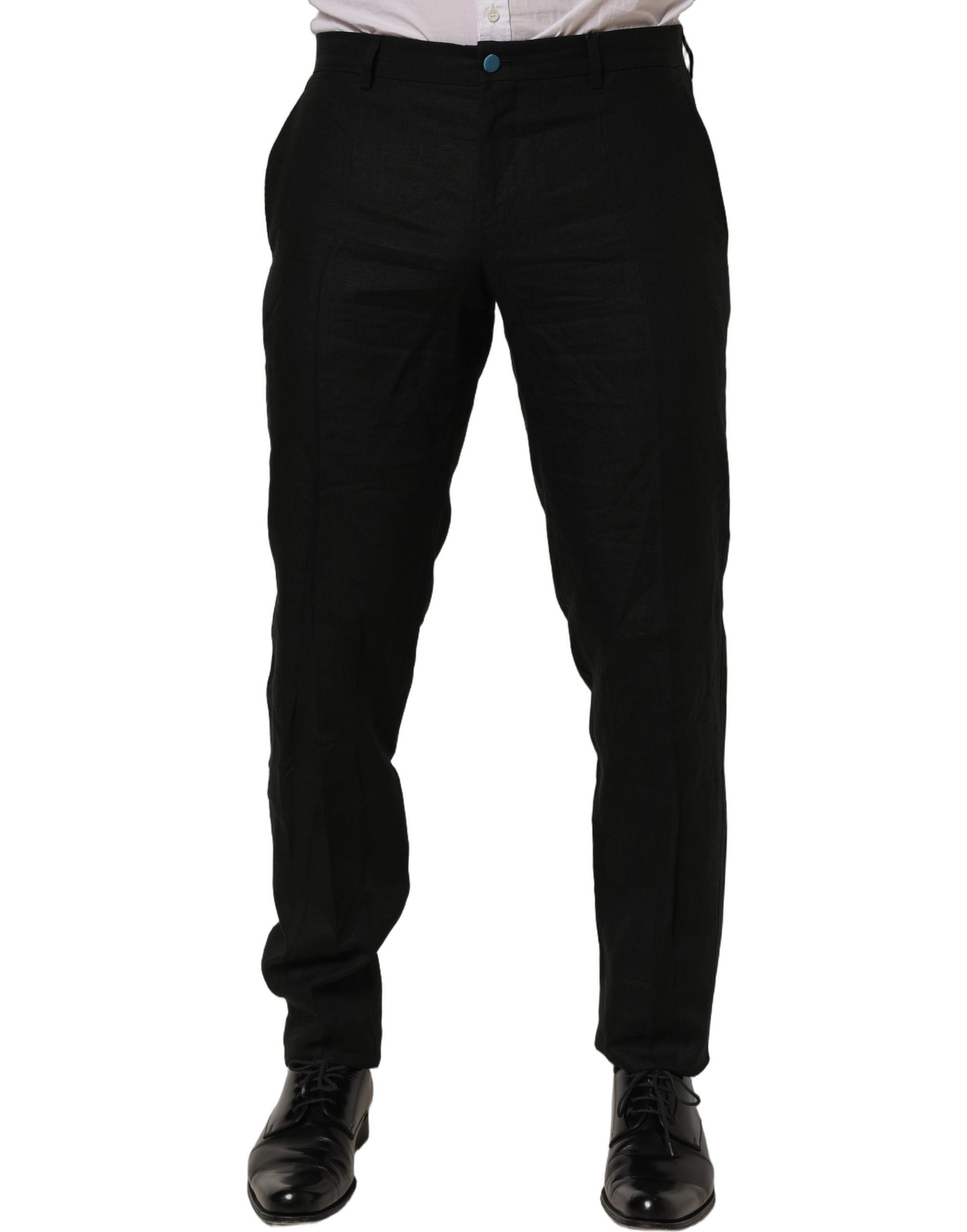 Dolce & Gabbana Schwarze Skinny-Fit Anzughose aus Leinen-2