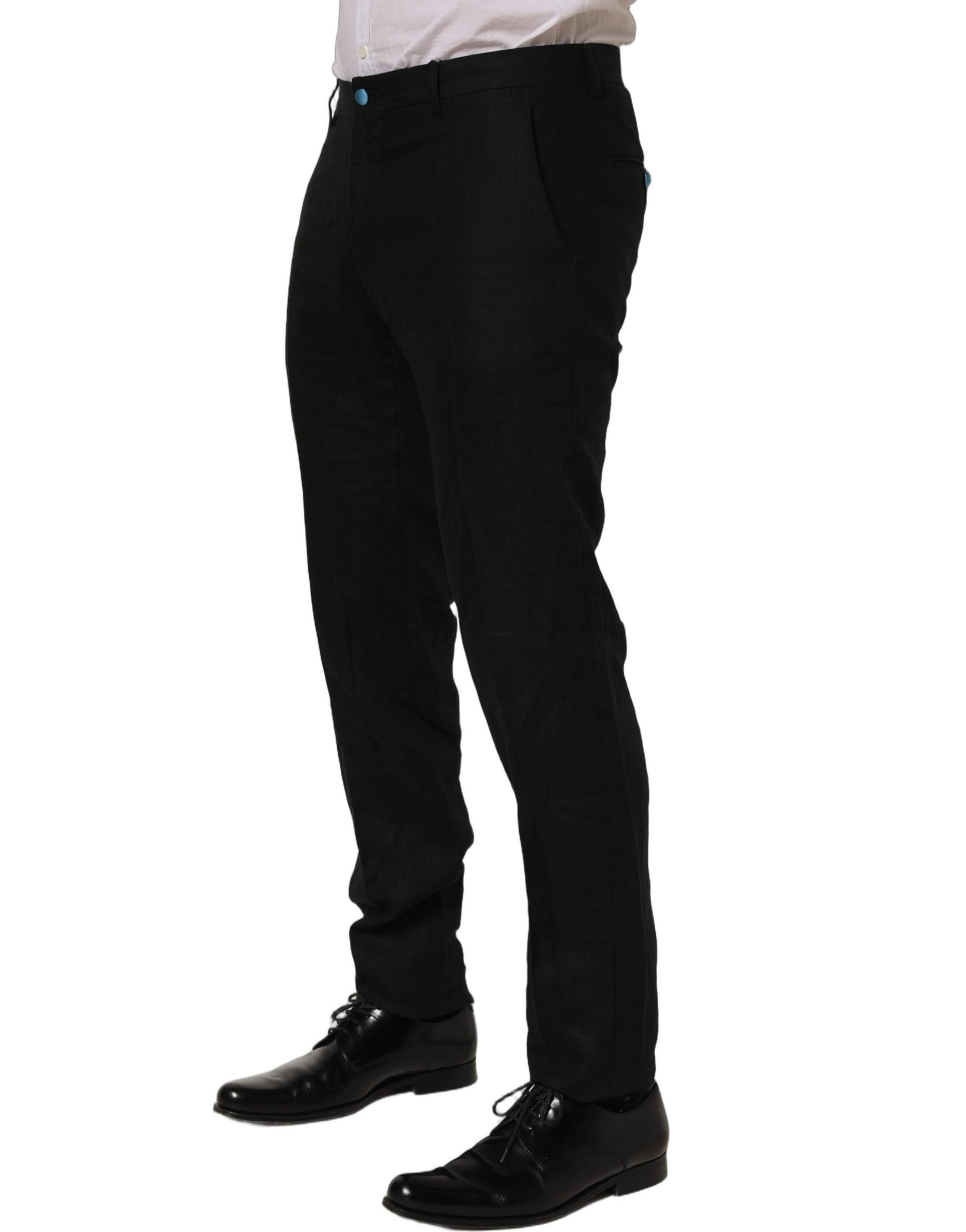 Dolce & Gabbana Schwarze Skinny-Fit Anzughose aus Leinen-4