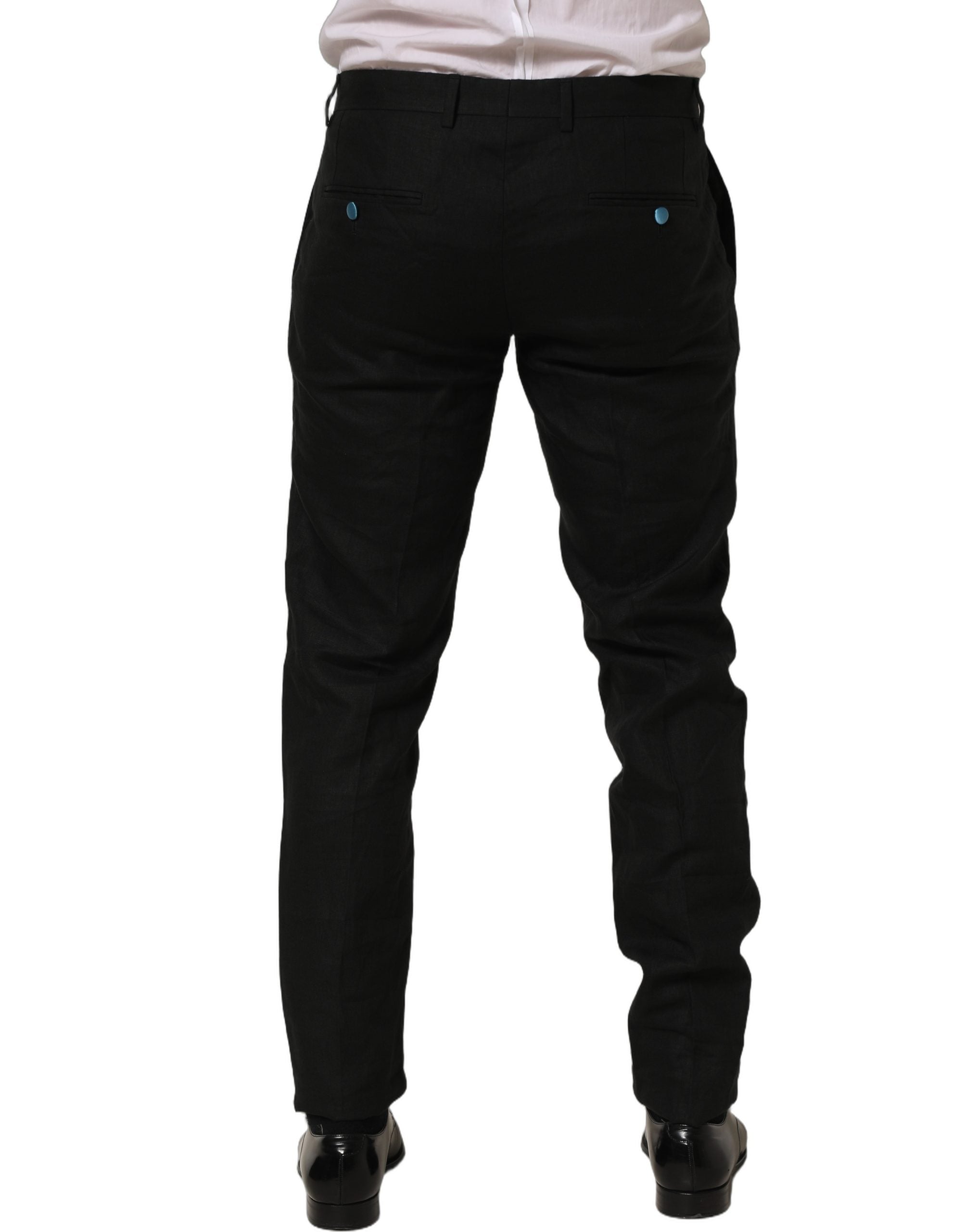 Dolce & Gabbana Schwarze Skinny-Fit Anzughose aus Leinen-5