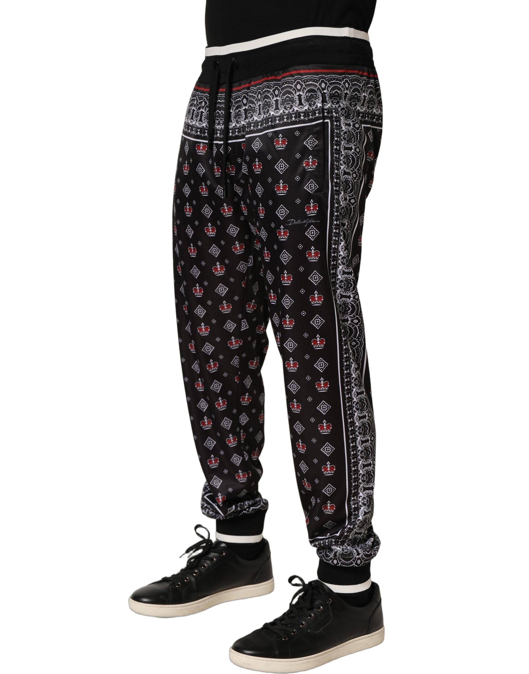 Dolce & Gabbana Schwarze Jogginghose mit Bandana-Krone für Herren-5