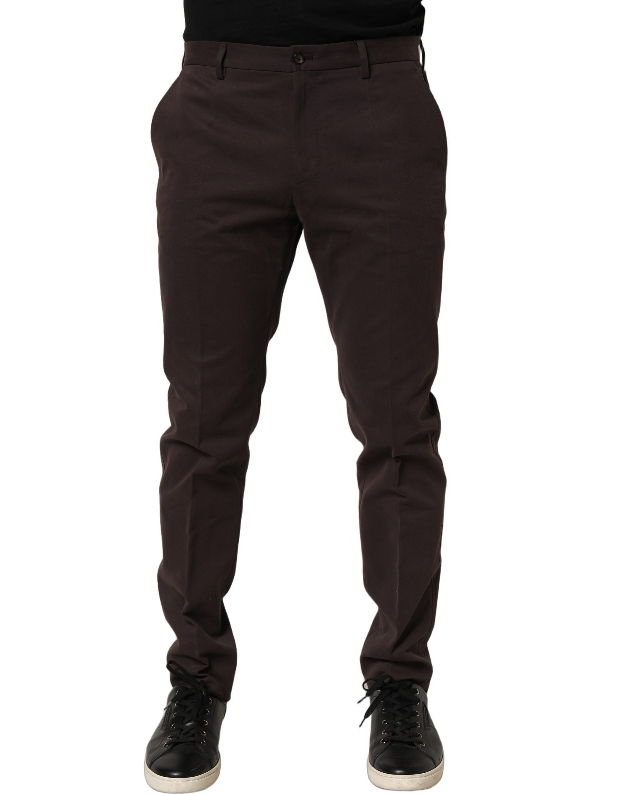 Dolce & Gabbana Braune Baumwoll-Röhrenhose im Skinny-Fit-4