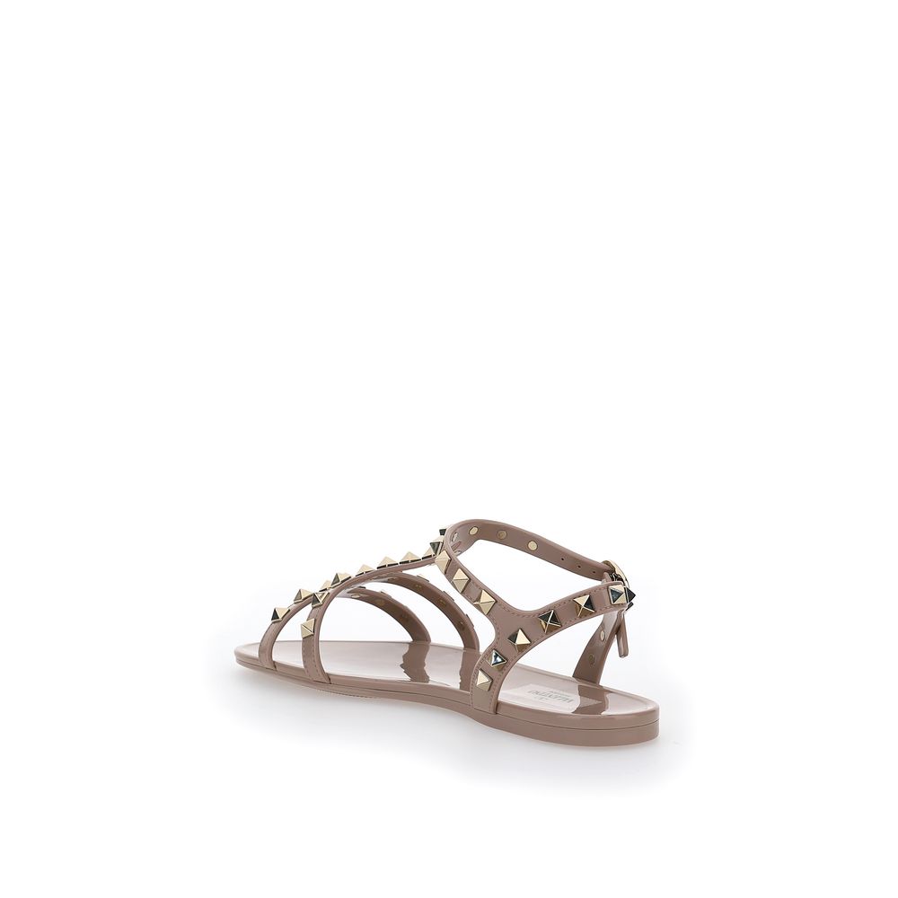 Valentino Garavani Pink Rubber Flat Sandals-3