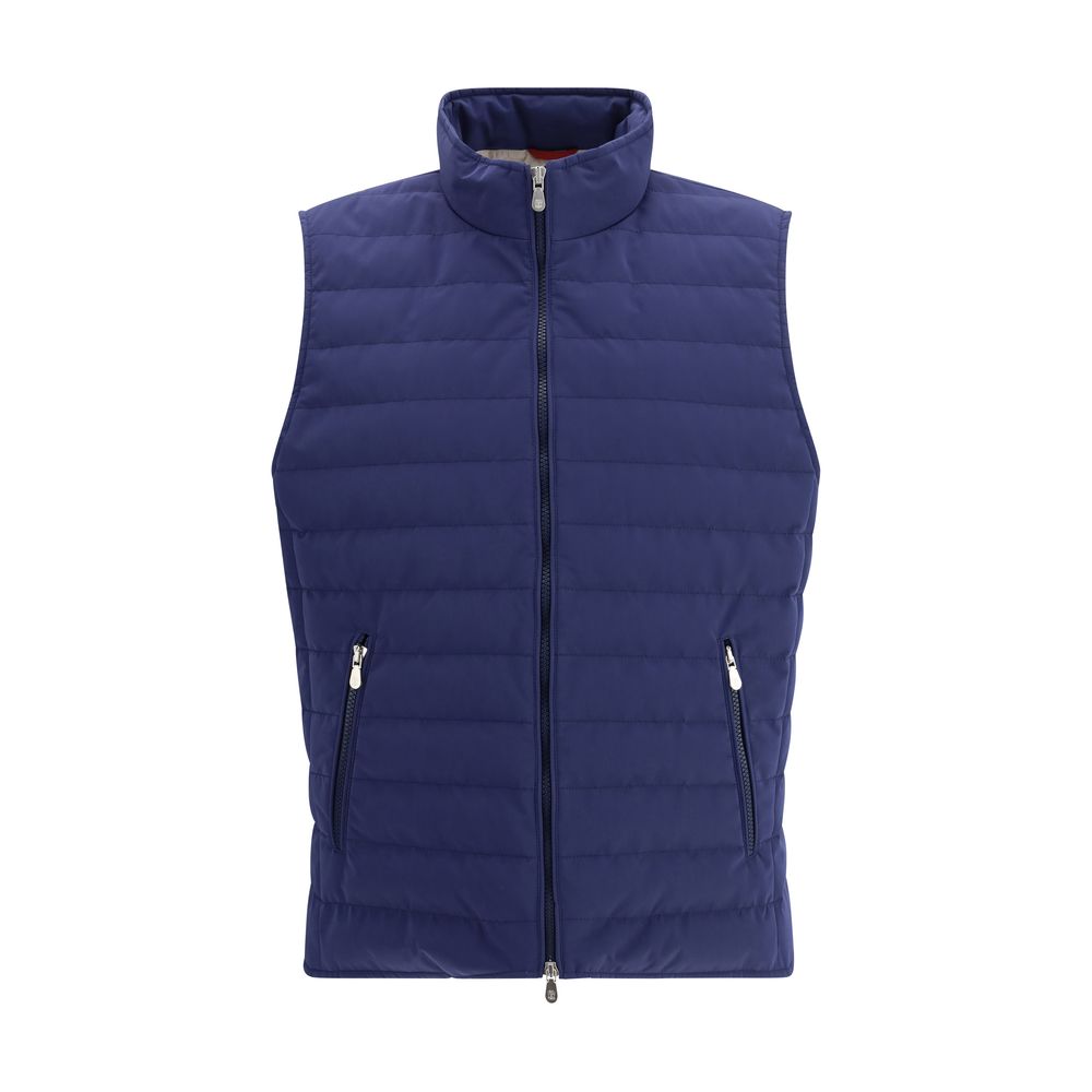 Brunello Cucinelli Ärmellose blaue Jacke aus Polyester-1