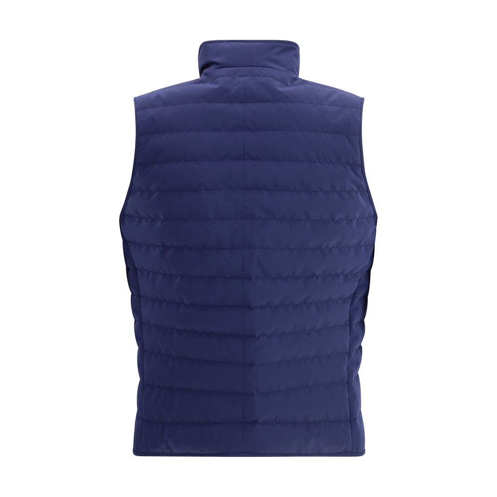 Brunello Cucinelli Ärmellose blaue Jacke aus Polyester-2