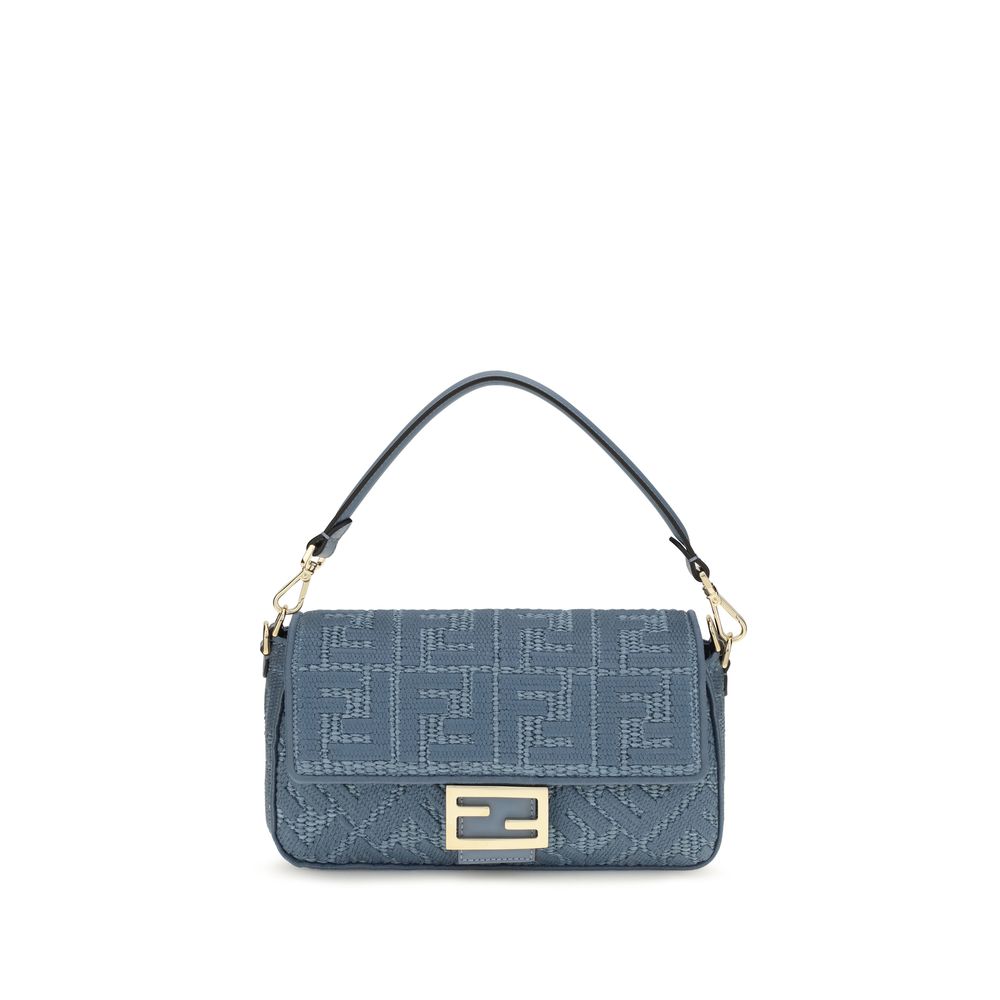 Fendi Blaue Raffia-Umhängetasche-1