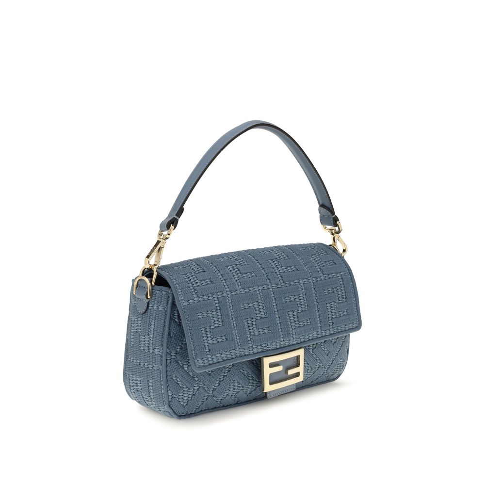 Fendi Blaue Raffia-Umhängetasche-2
