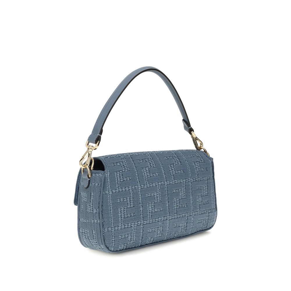 Fendi Blaue Raffia-Umhängetasche-3