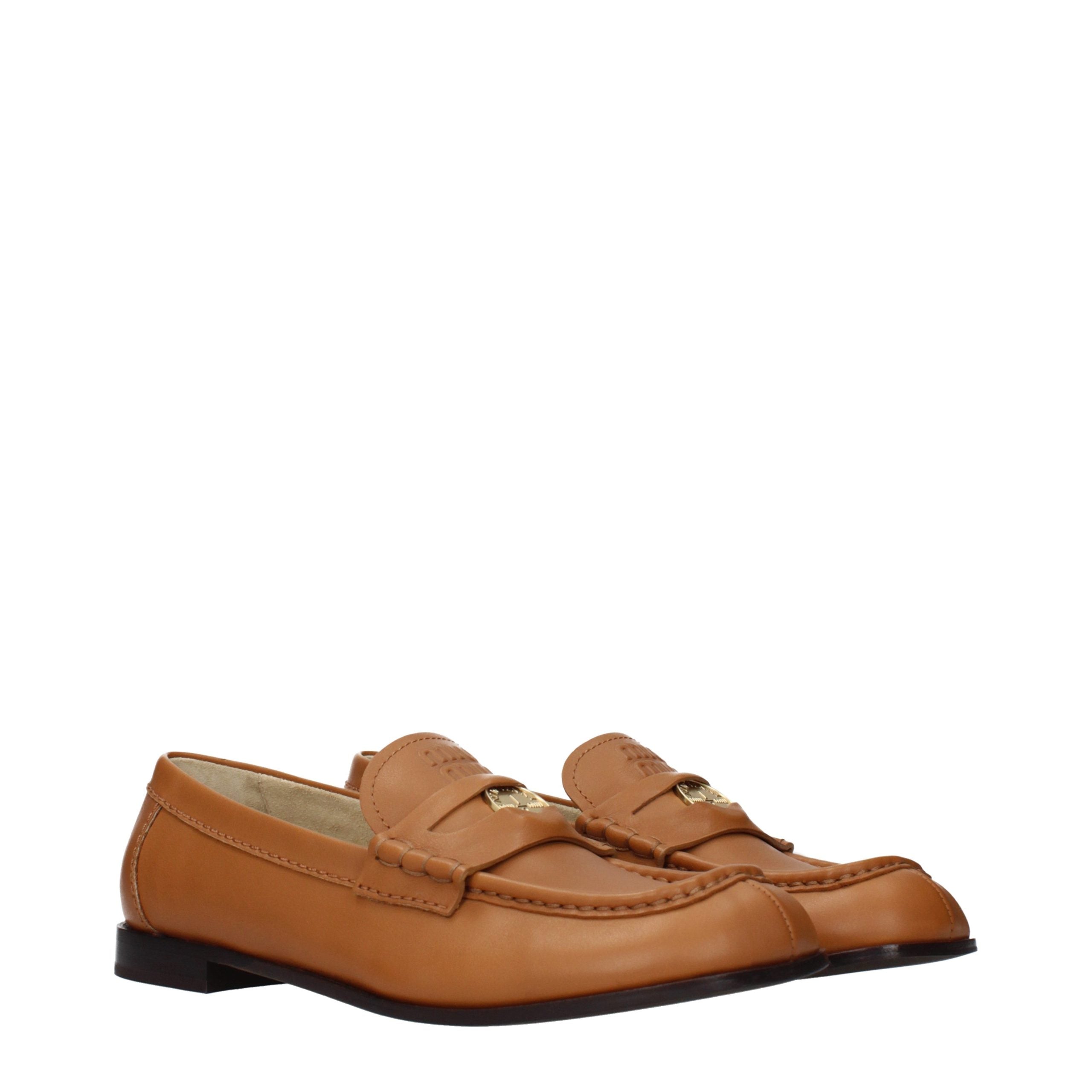 Miu Miu Braune Loafer aus Leder zum Hineinschlüpfen-2