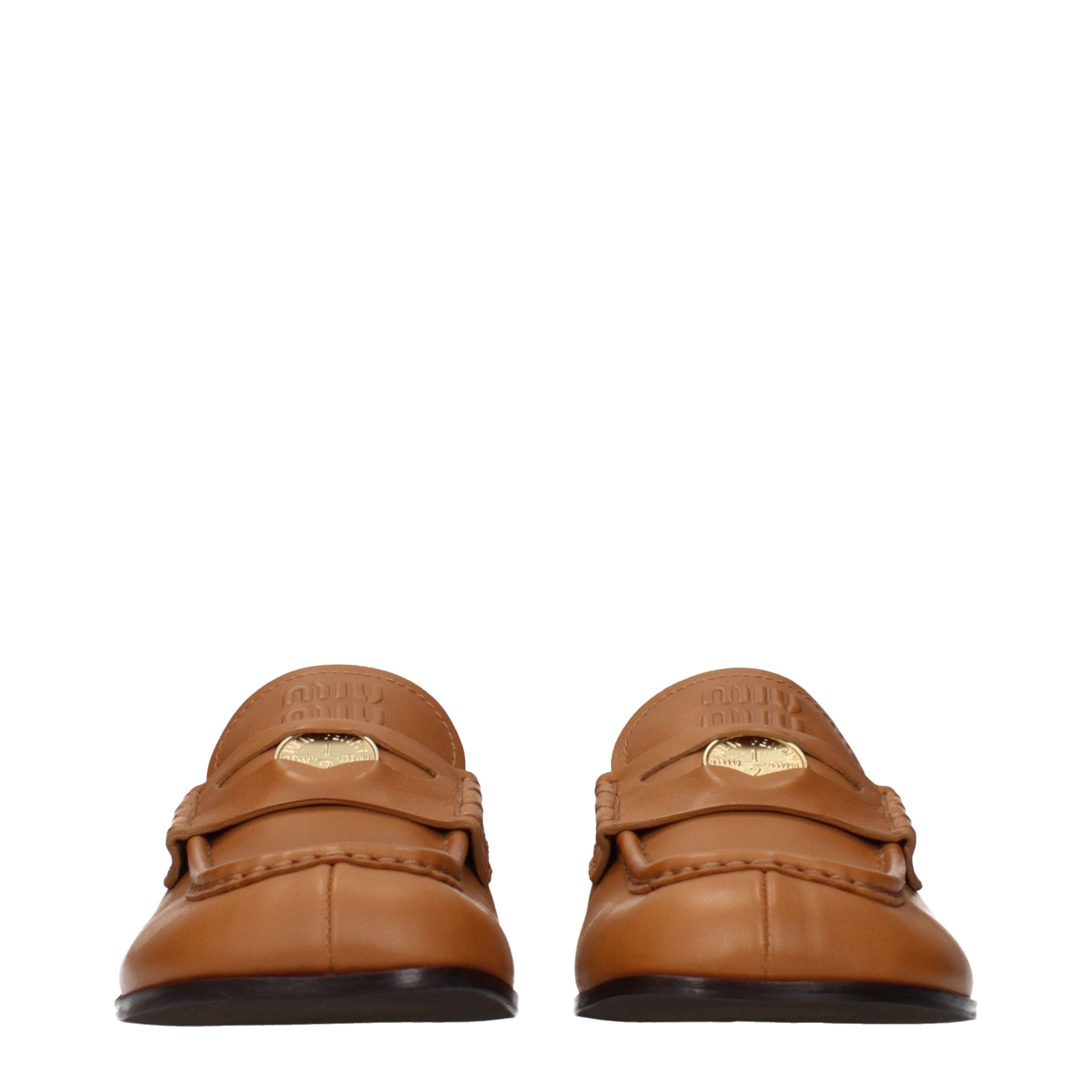 Miu Miu Braune Loafer aus Leder zum Hineinschlüpfen-3