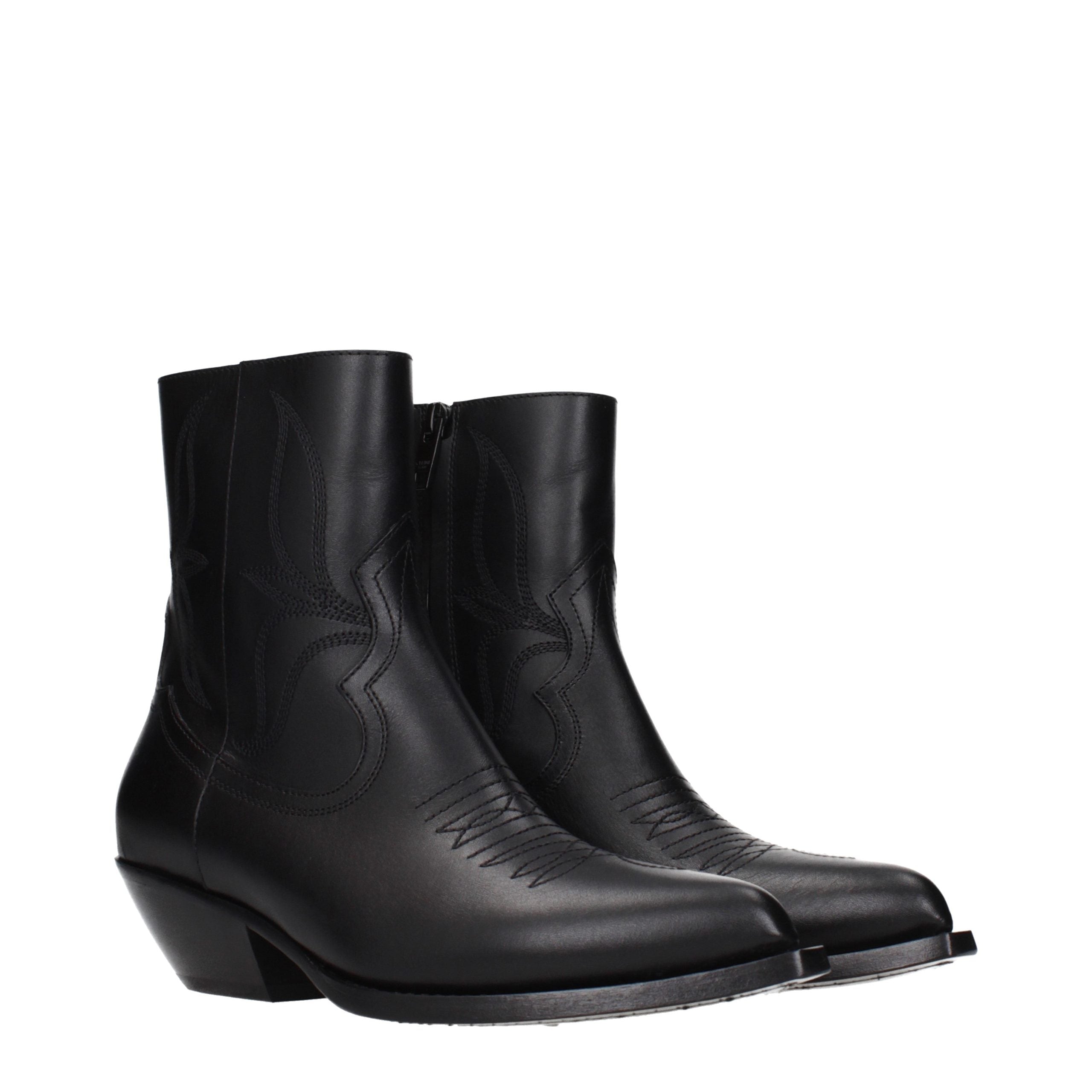 Celine Schwarze Leder-Stiefeletten-2