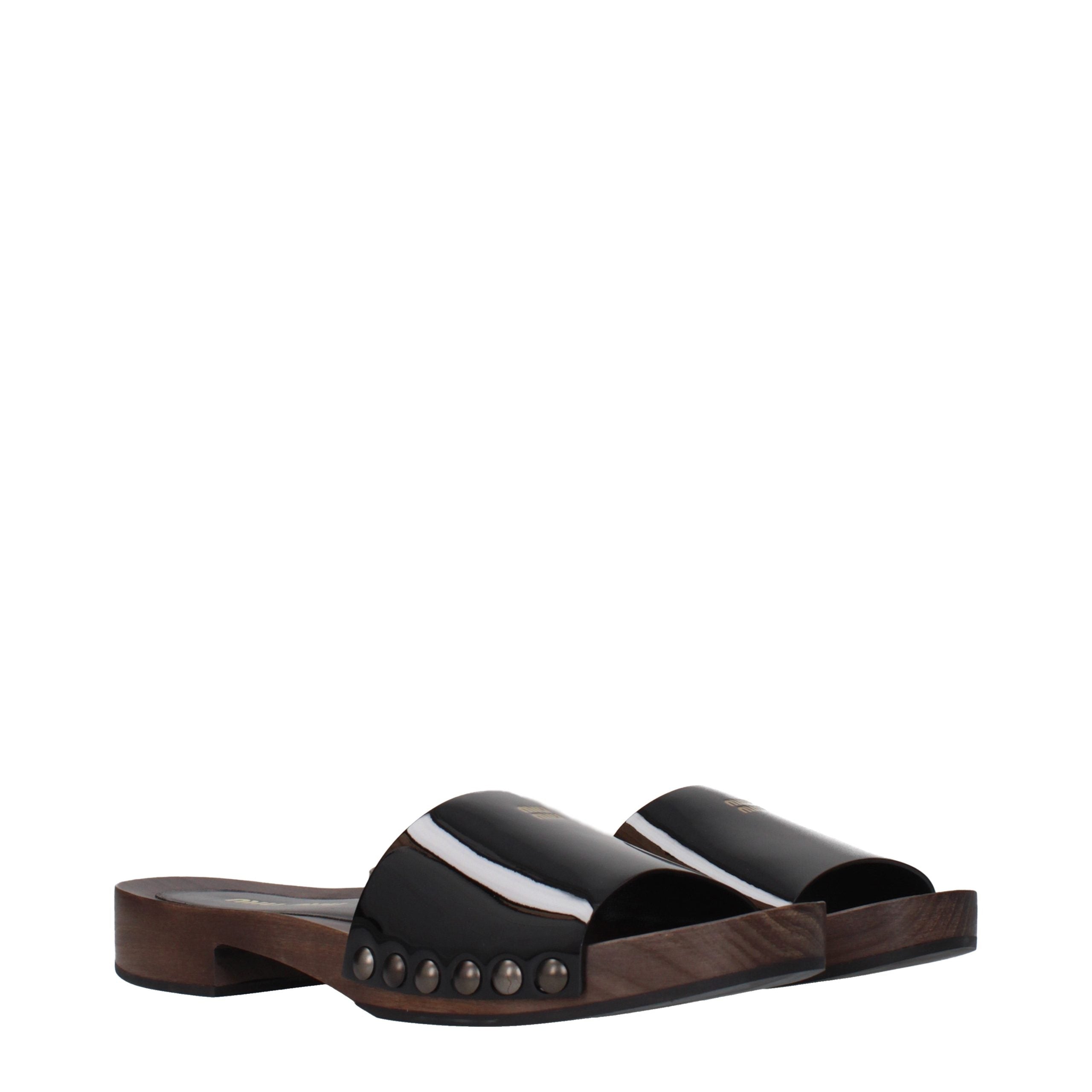 Miu Miu Schwarze Leder-Slipper-2