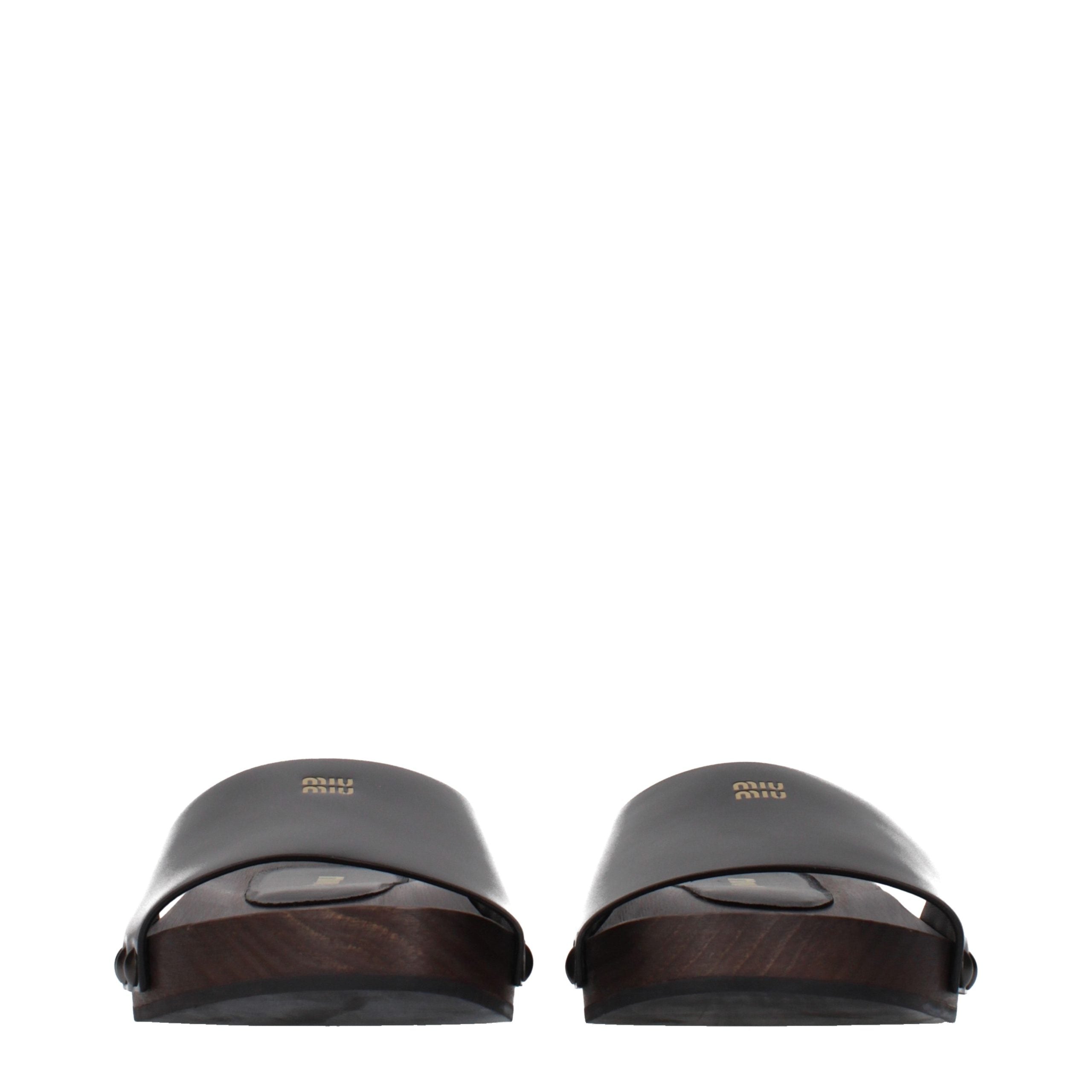 Miu Miu Schwarze Leder-Slipper-3