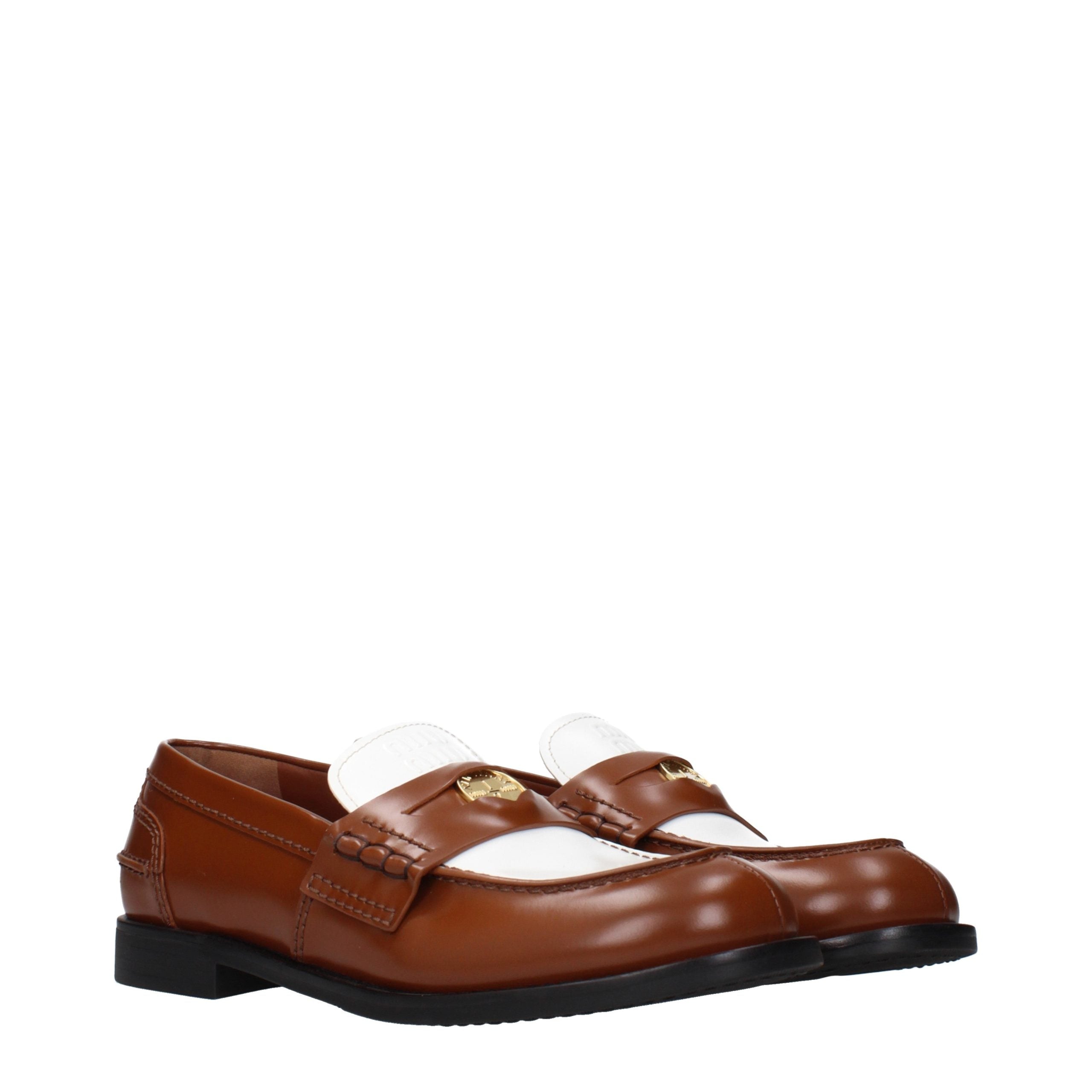 Miu Miu Braune Loafer aus Leder zum Hineinschlüpfen-2