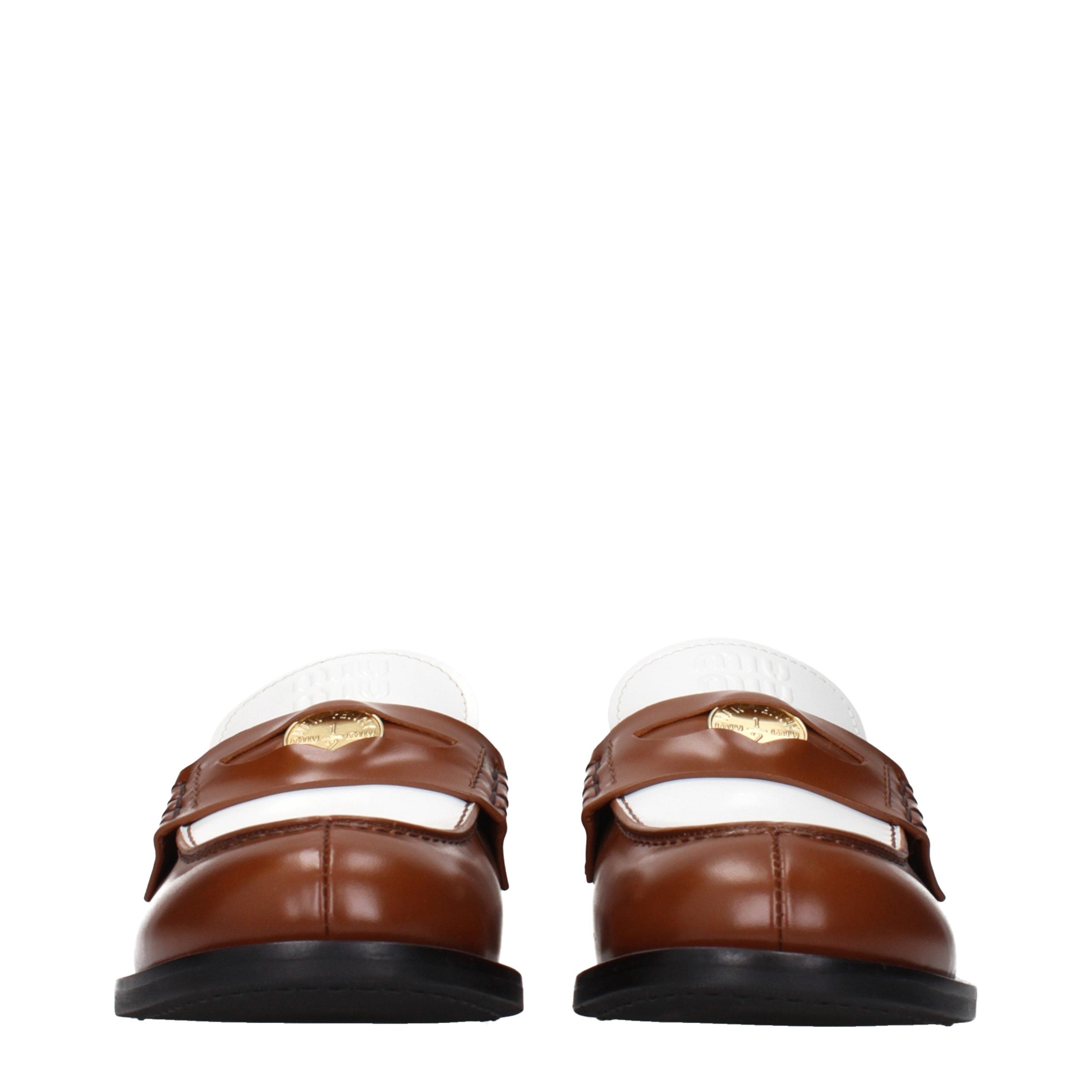 Miu Miu Braune Loafer aus Leder zum Hineinschlüpfen-3