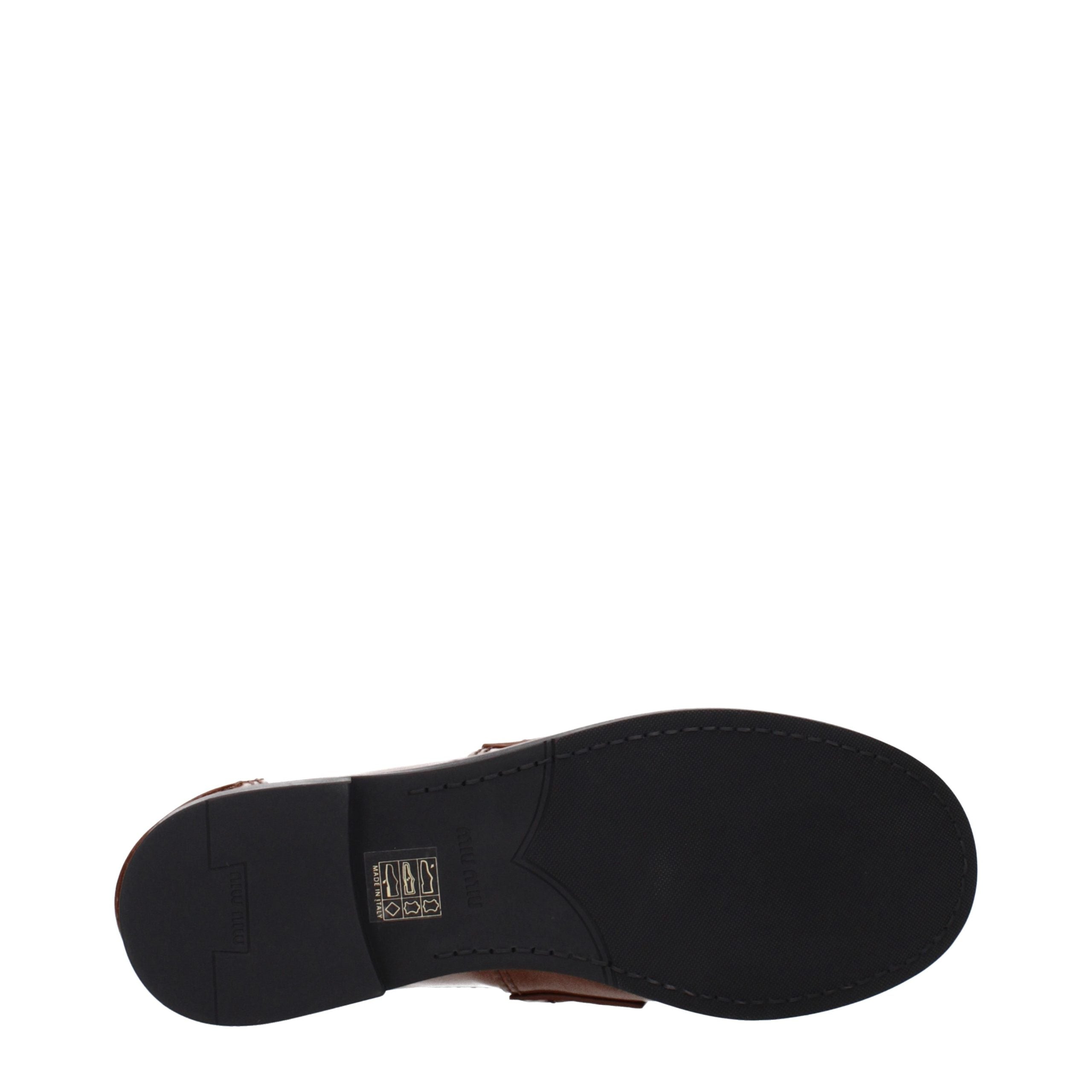 Miu Miu Braune Loafer aus Leder zum Hineinschlüpfen-5