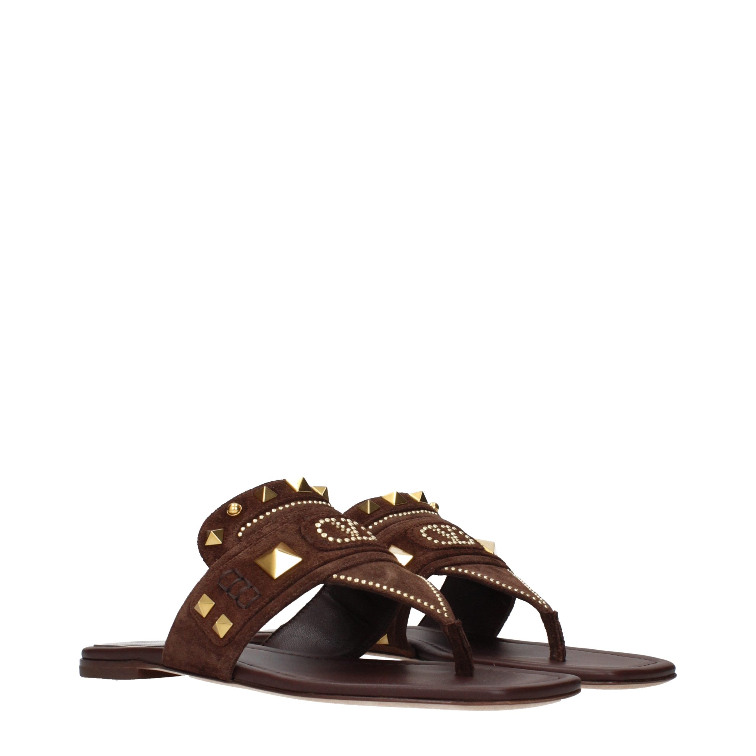 Valentino Garavani Braune Leder-Flip-Flops-2