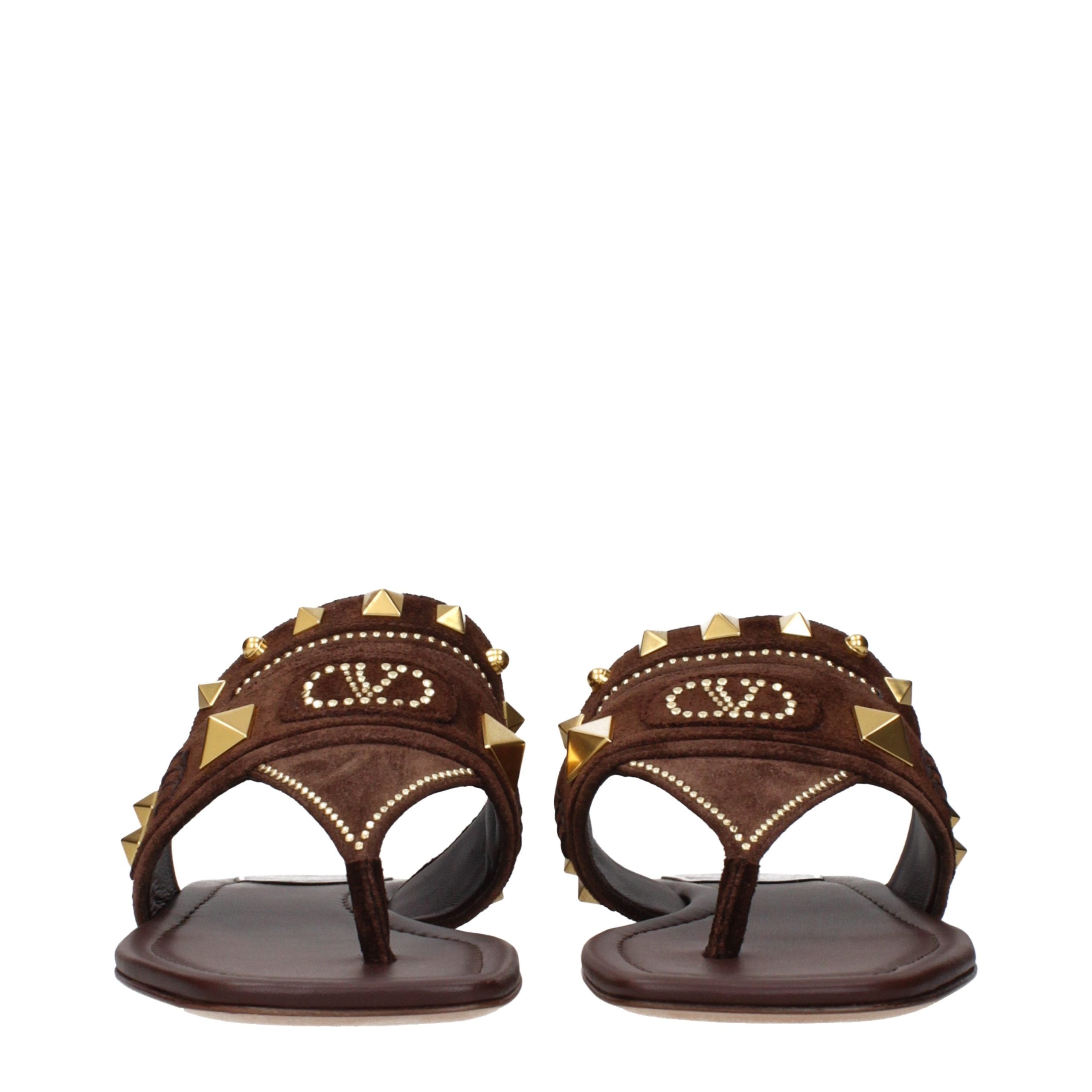 Valentino Garavani Braune Leder-Flip-Flops-3