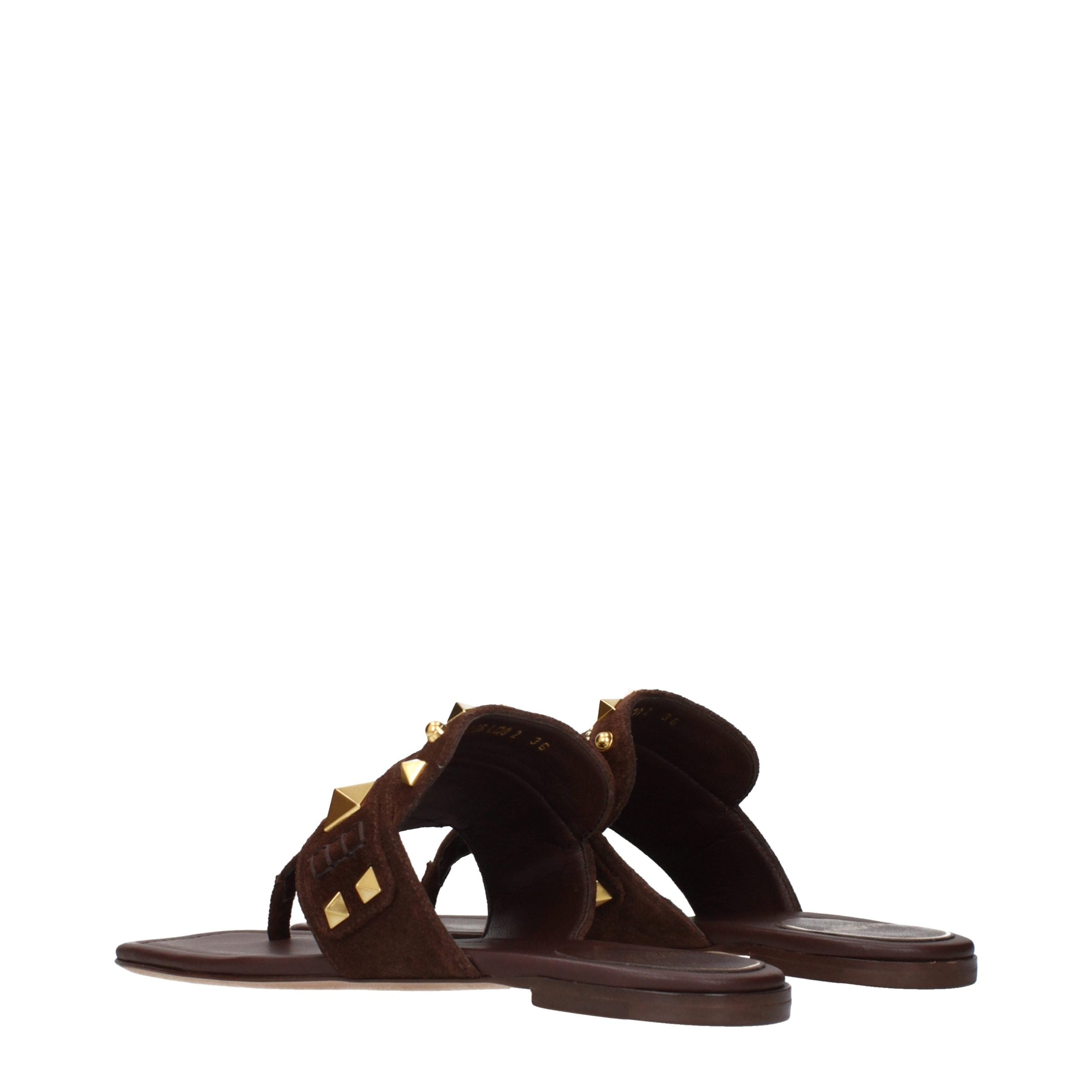 Valentino Garavani Braune Leder-Flip-Flops-4