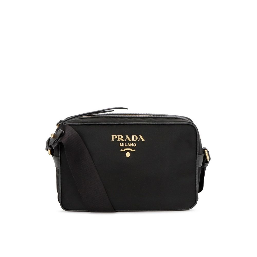 Prada Schwarze Bos Taurus Kalbsleder Schultertasche-1