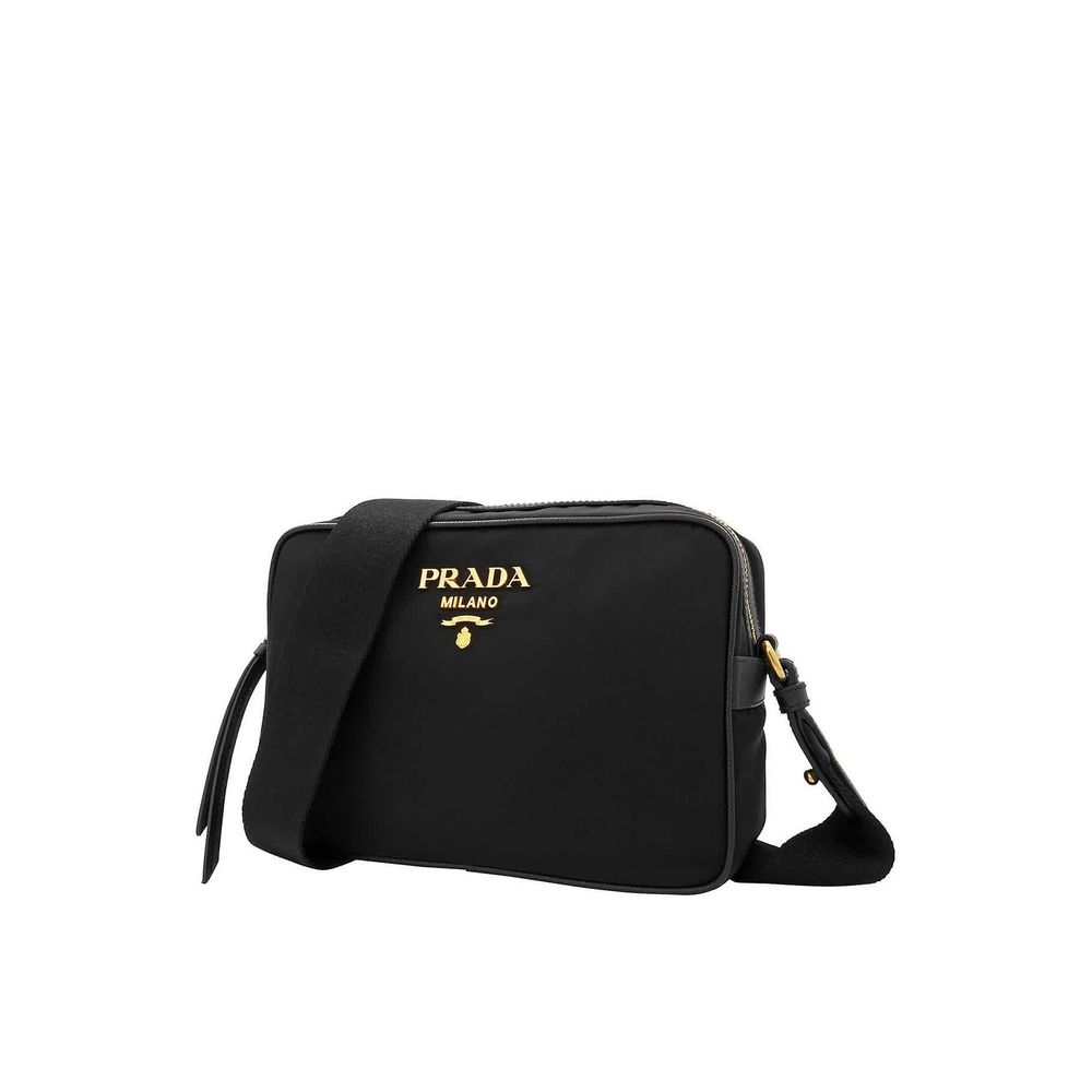 Prada Schwarze Bos Taurus Kalbsleder Schultertasche-2
