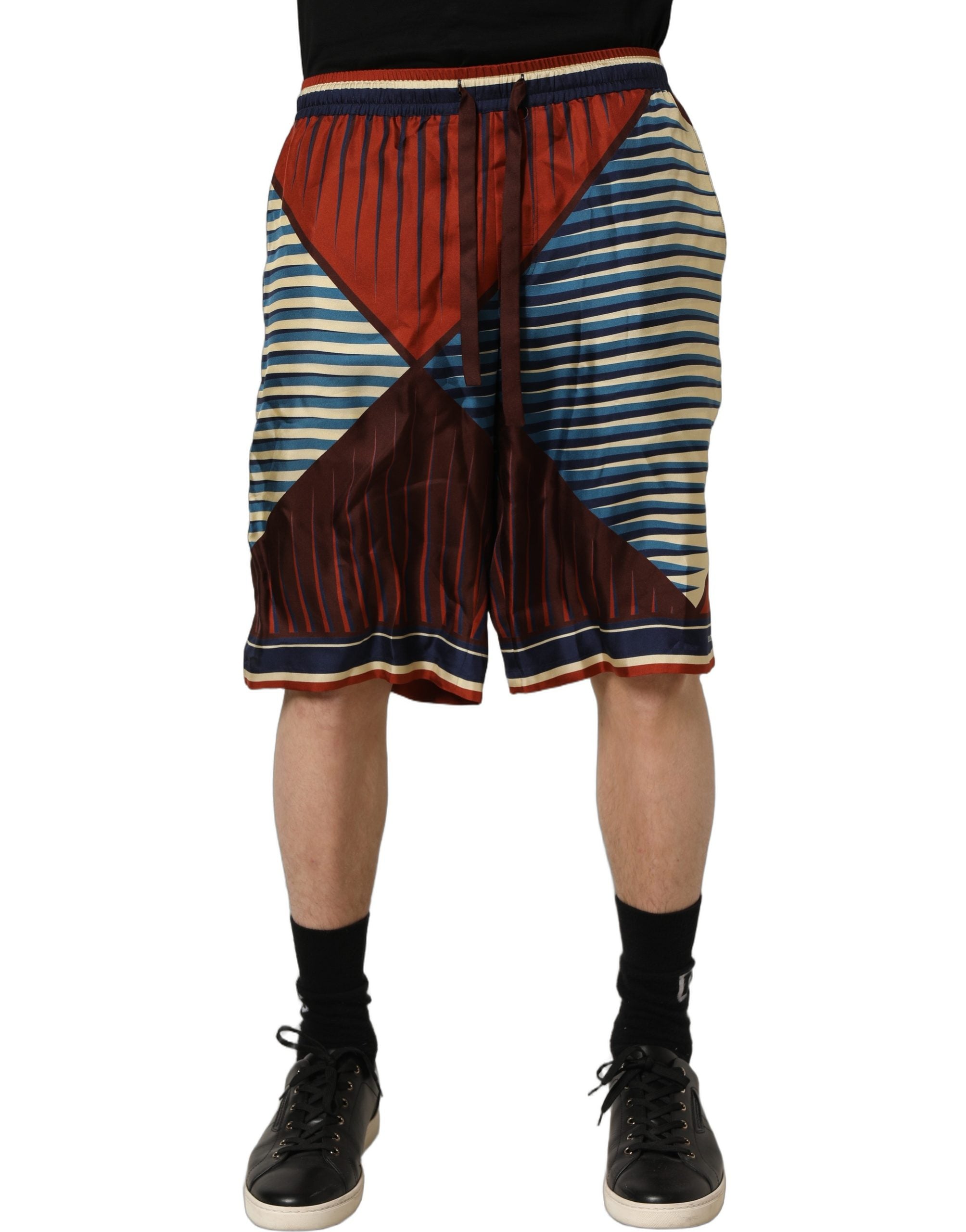 Dolce & Gabbana Mehrfarbige geometrische Bermuda-Shorts aus Seide für Herren-2