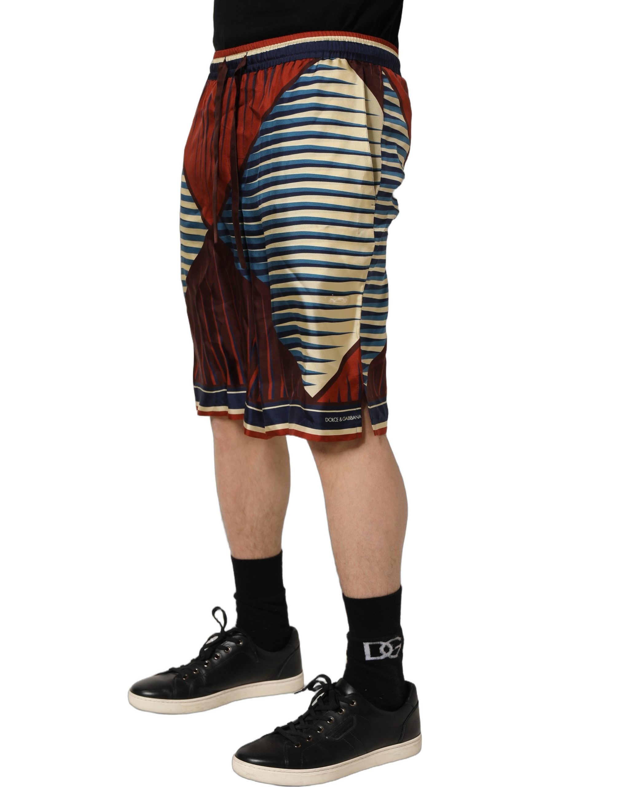 Dolce & Gabbana Mehrfarbige geometrische Bermuda-Shorts aus Seide für Herren-4