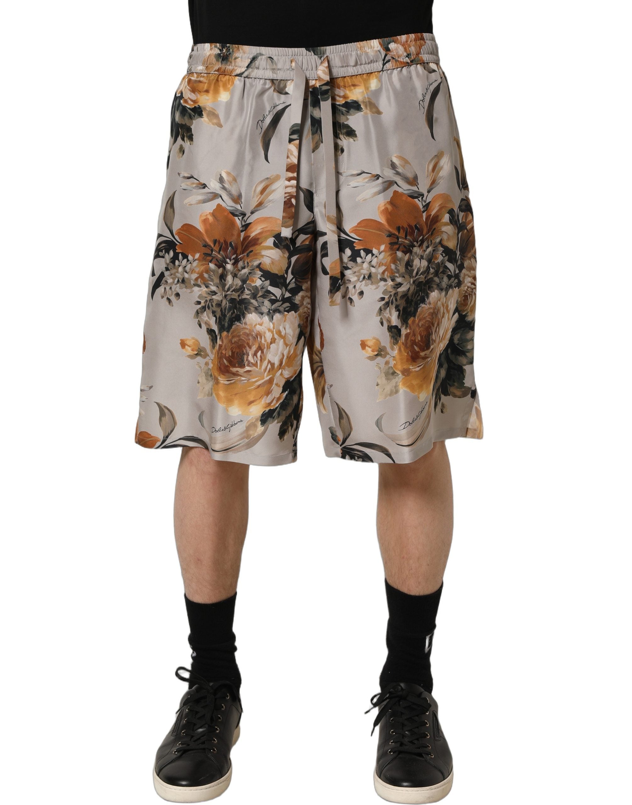 Dolce & Gabbana Beige Blumenprint Seiden-Bermudashorts für Herren-5
